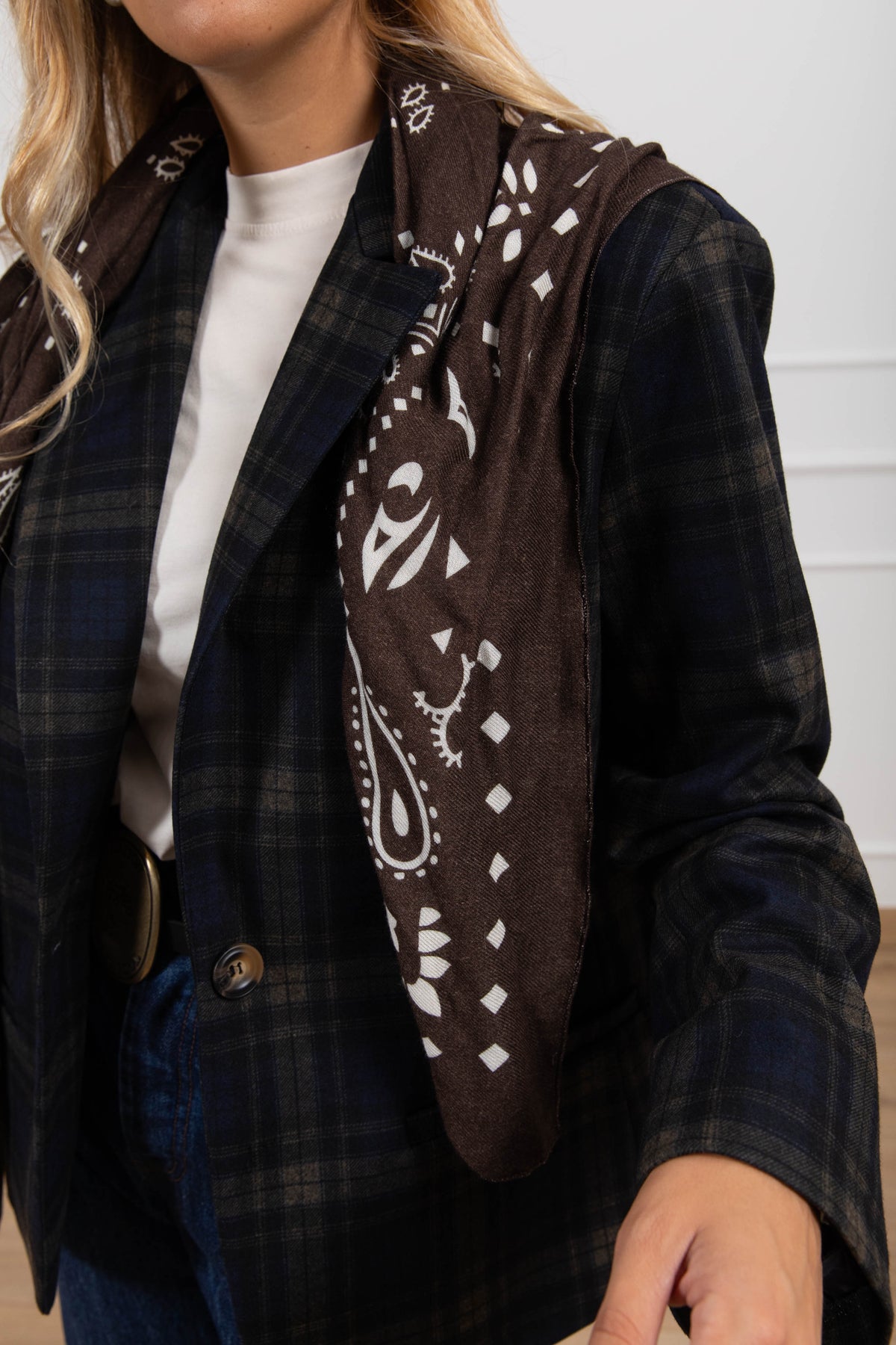 Giacca check con inserto bandana variante blu/moro Haveone
