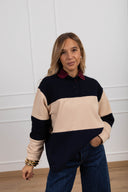 Polo felpata a righe larghe variante bordeaux/blu/avorio Tensione IN