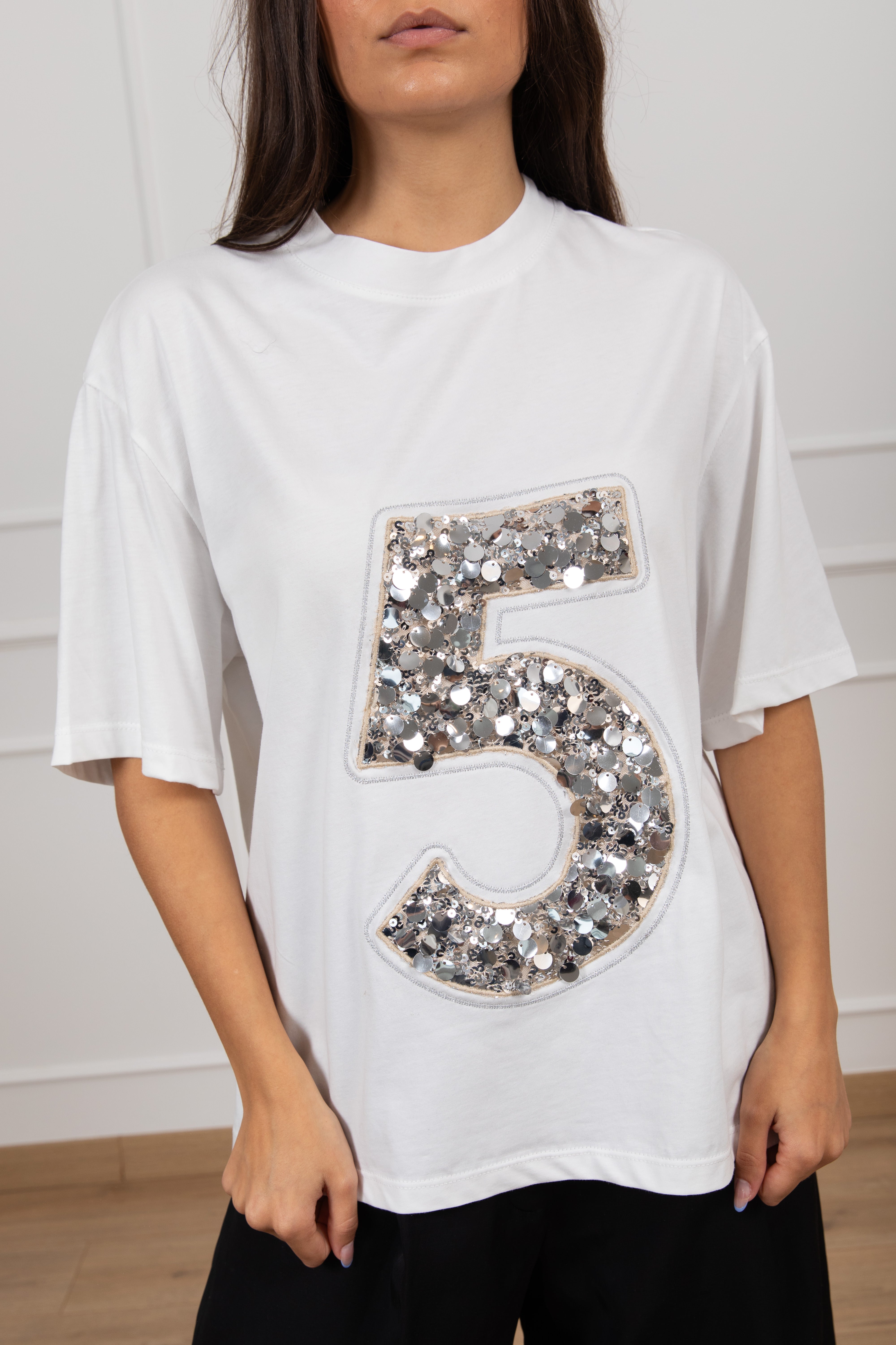 T-shirt "5" paillettes Tensione IN