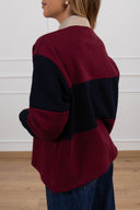 Polo felpata a righe larghe variante panna/bordeaux/blu Tensione IN