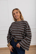 T-shirt a righe alternate moro/blu ViCOLO
