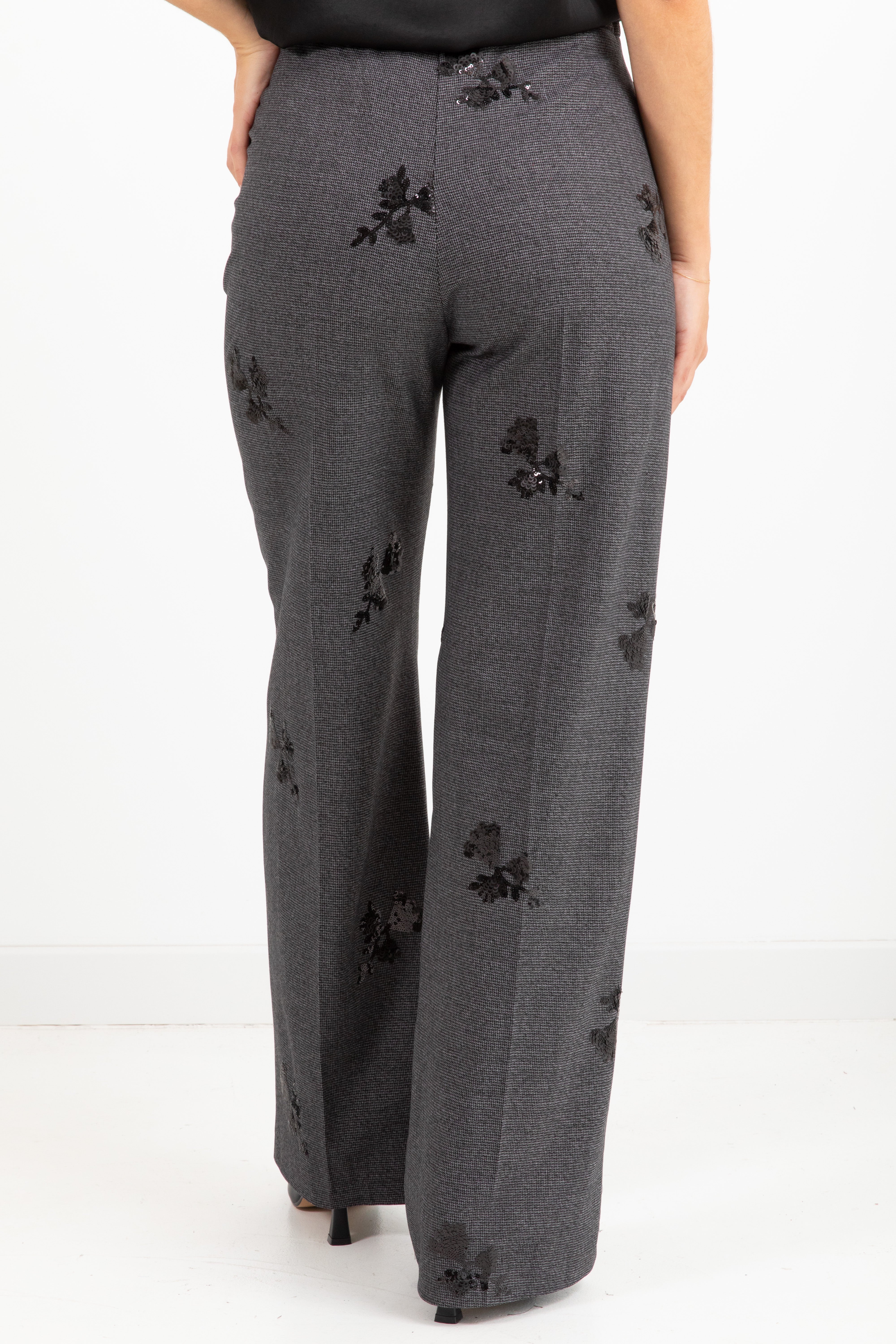 Tailleur giacca e pantalone micro pied de poule con paillettes Susy Mix