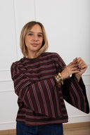 T-shirt a righe alternate moro/rosso ViCOLO