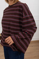 T-shirt a righe alternate moro/rosso ViCOLO