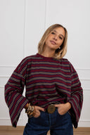 T-shirt a righe alternate bordeaux ViCOLO