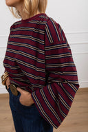 T-shirt a righe alternate bordeaux ViCOLO