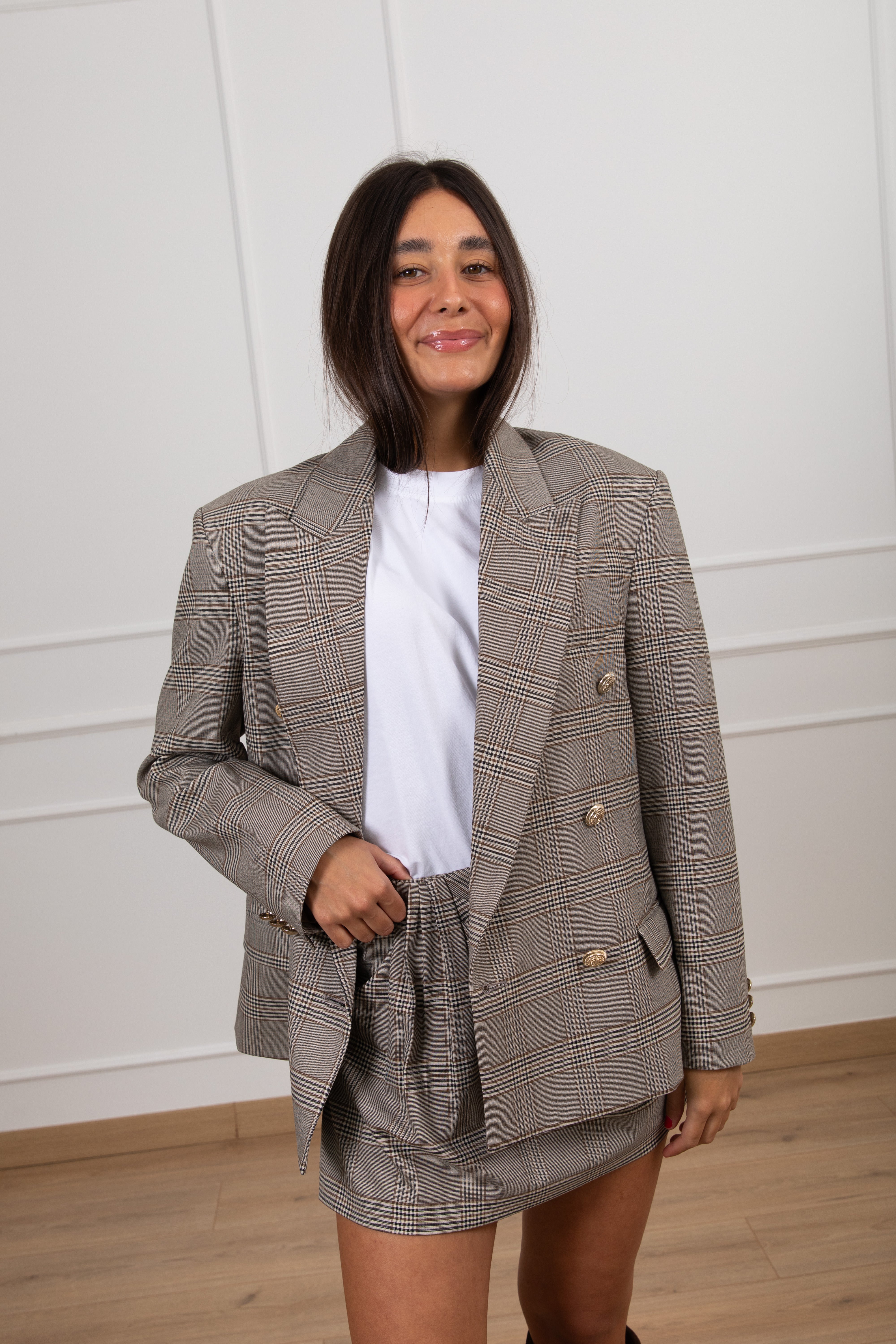 Giacca check 6 bottoni oro ViCOLO