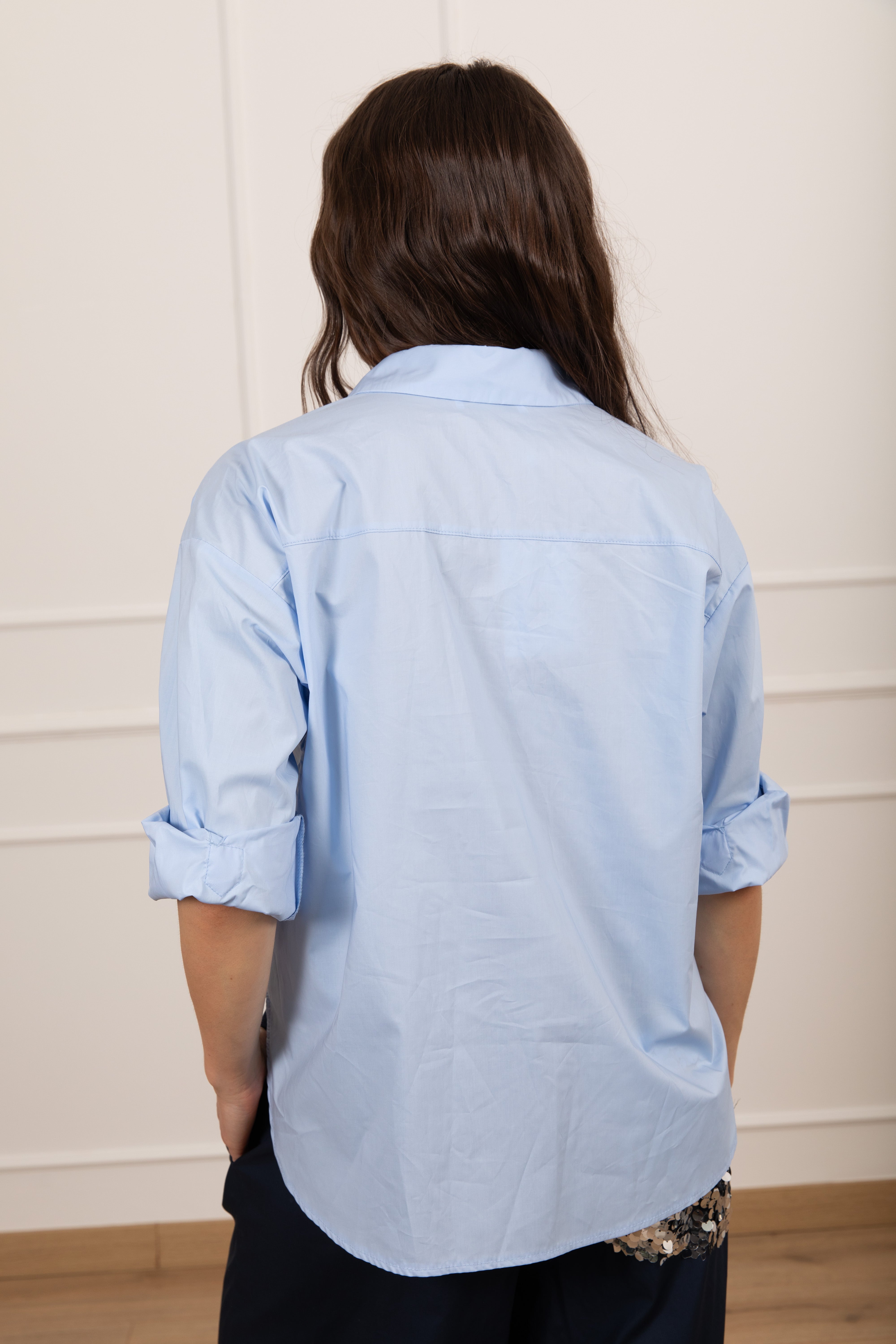 Camicia in cotone con tasca paillettes Motel