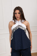 Top ad incrocio con inserto paillettes Motel