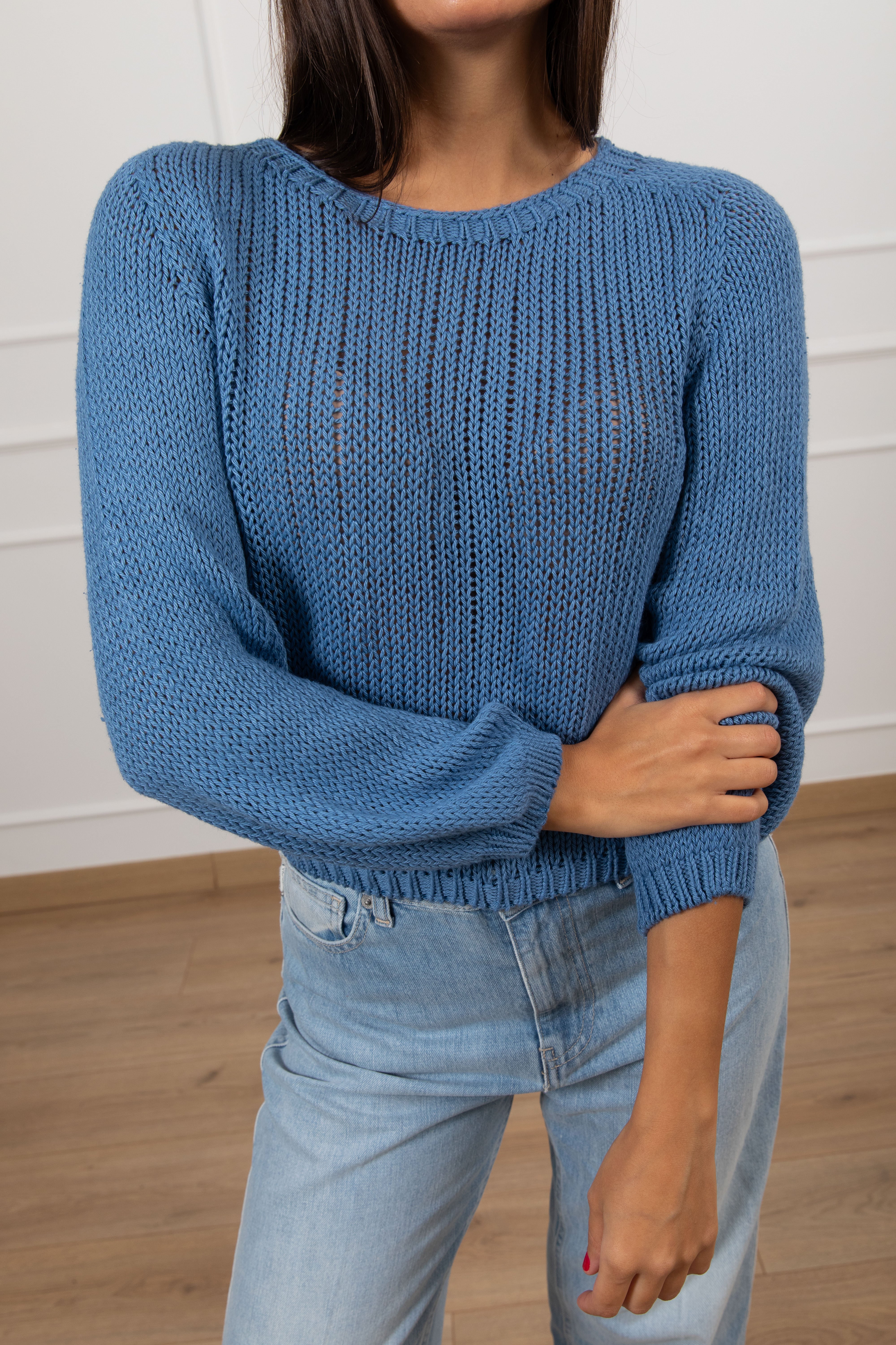 Maglia in cotone con scollo a barchetta ViCOLO