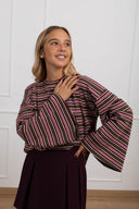 T-shirt a righe alternate bordeaux/militare ViCOLO