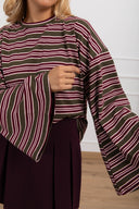 T-shirt a righe alternate bordeaux/militare ViCOLO