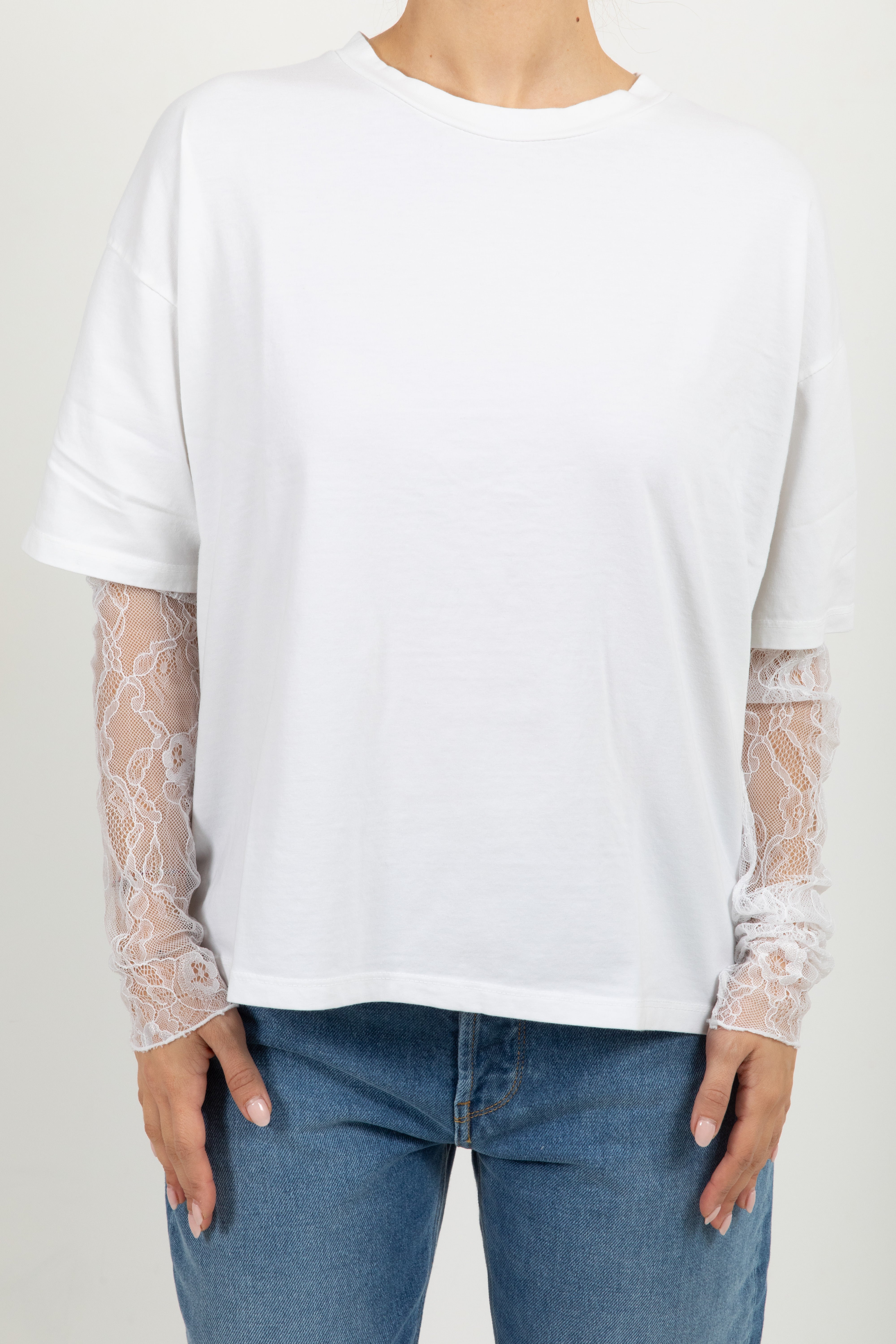 T-shirt con manica in pizzo Susy Mix