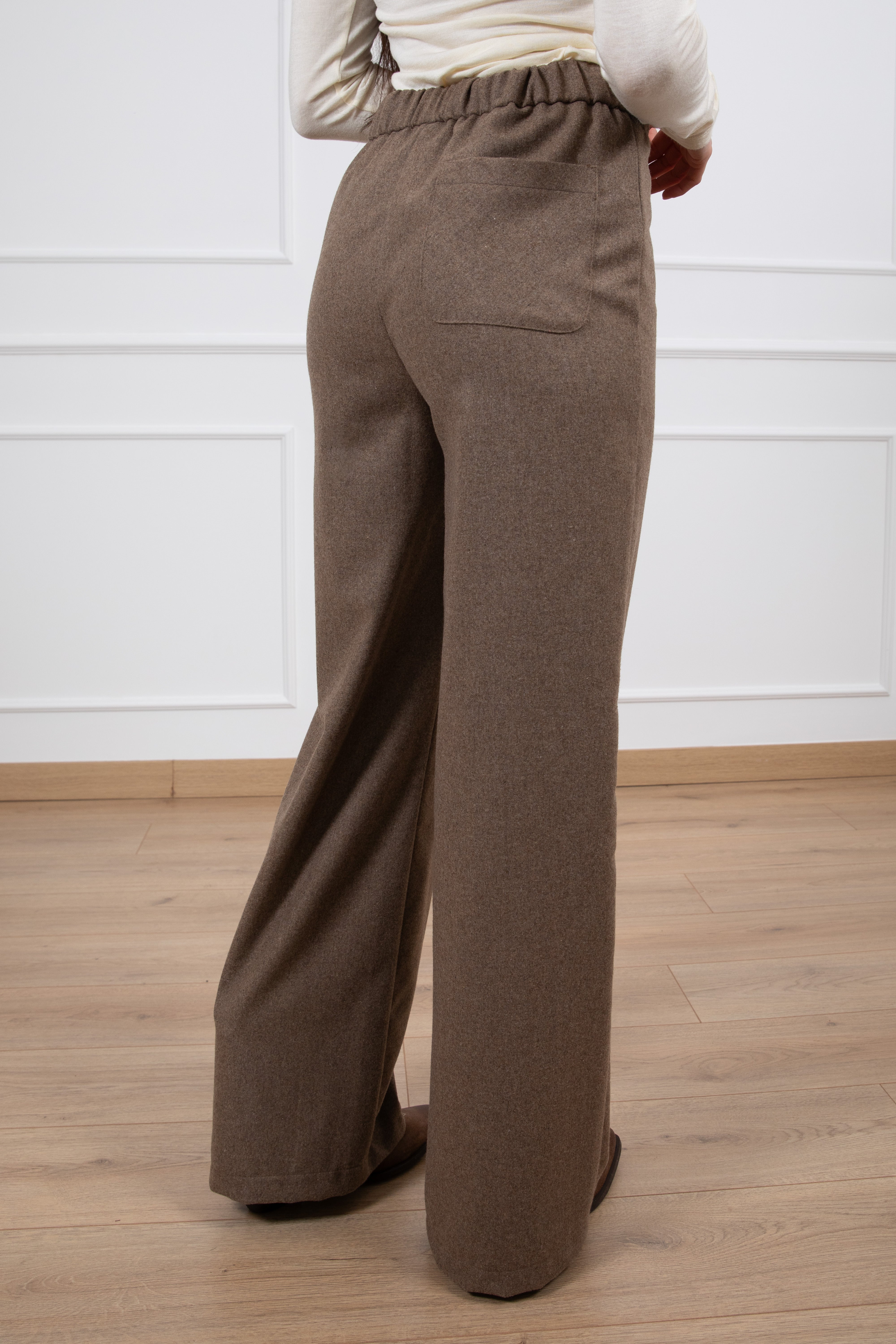Pantalone gamba dritta in flanella con elastico ViCOLO
