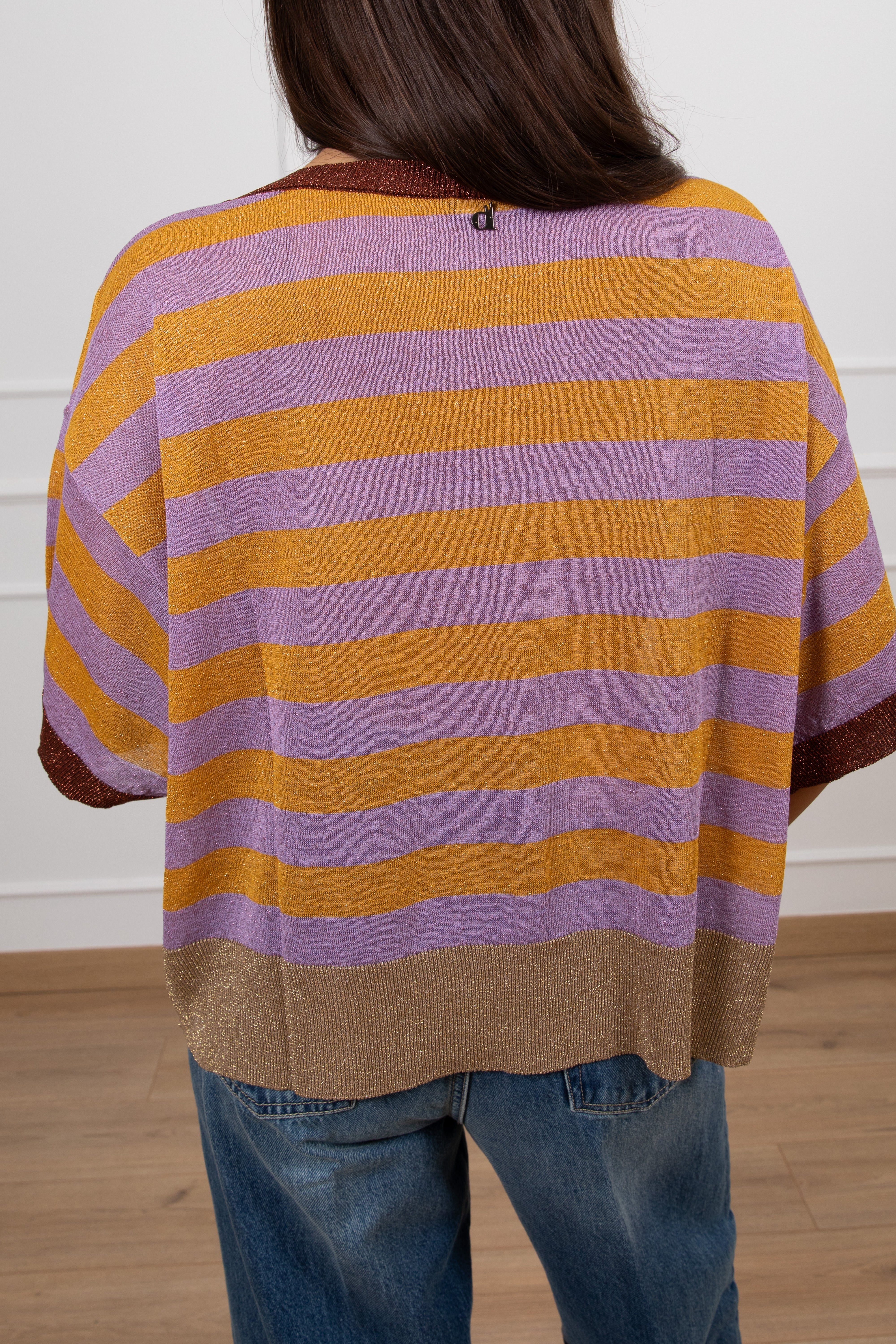 T-shirt in maglia a righe lurex Dixie