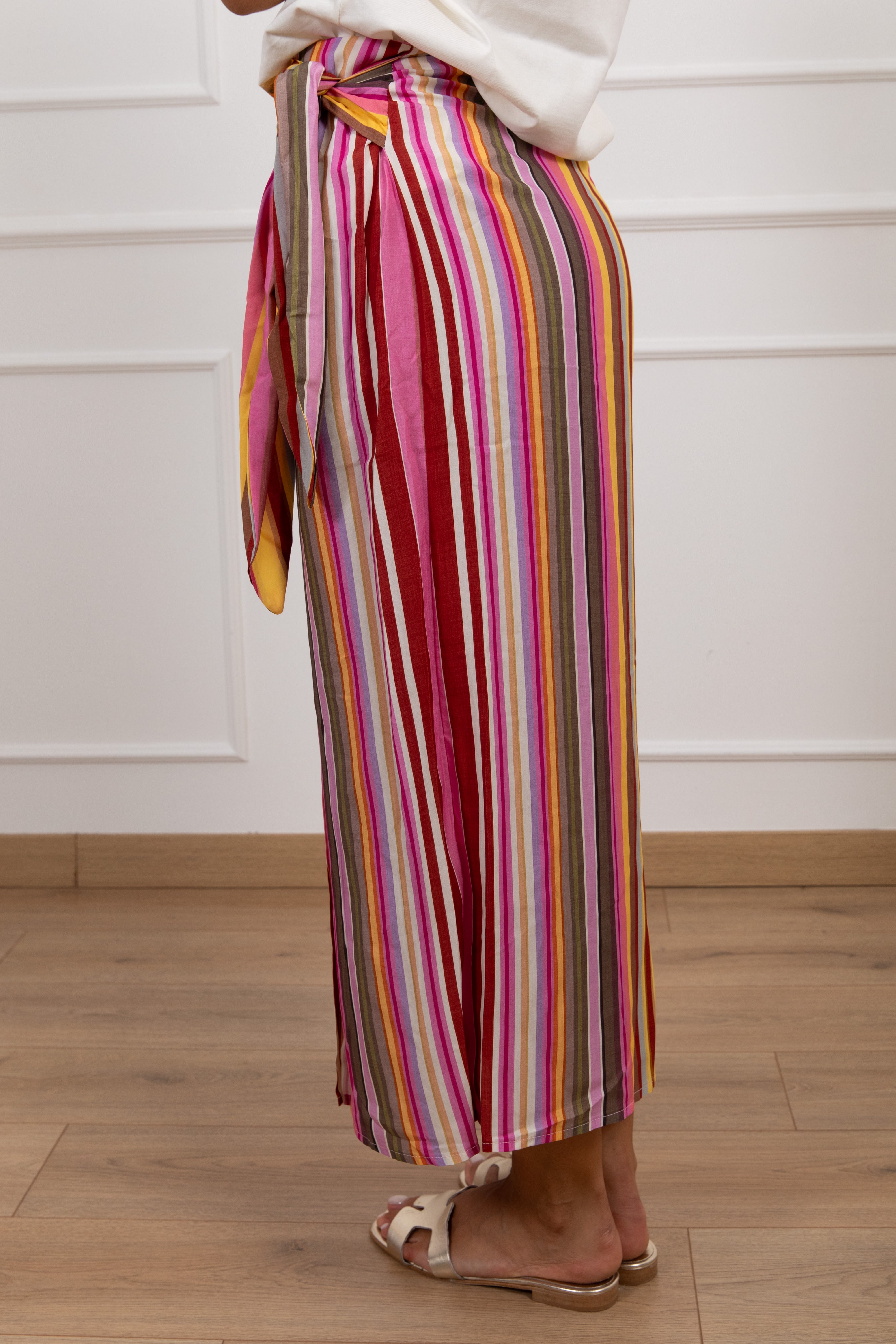 Gonna lunga pareo a righe multicolor Tensione IN