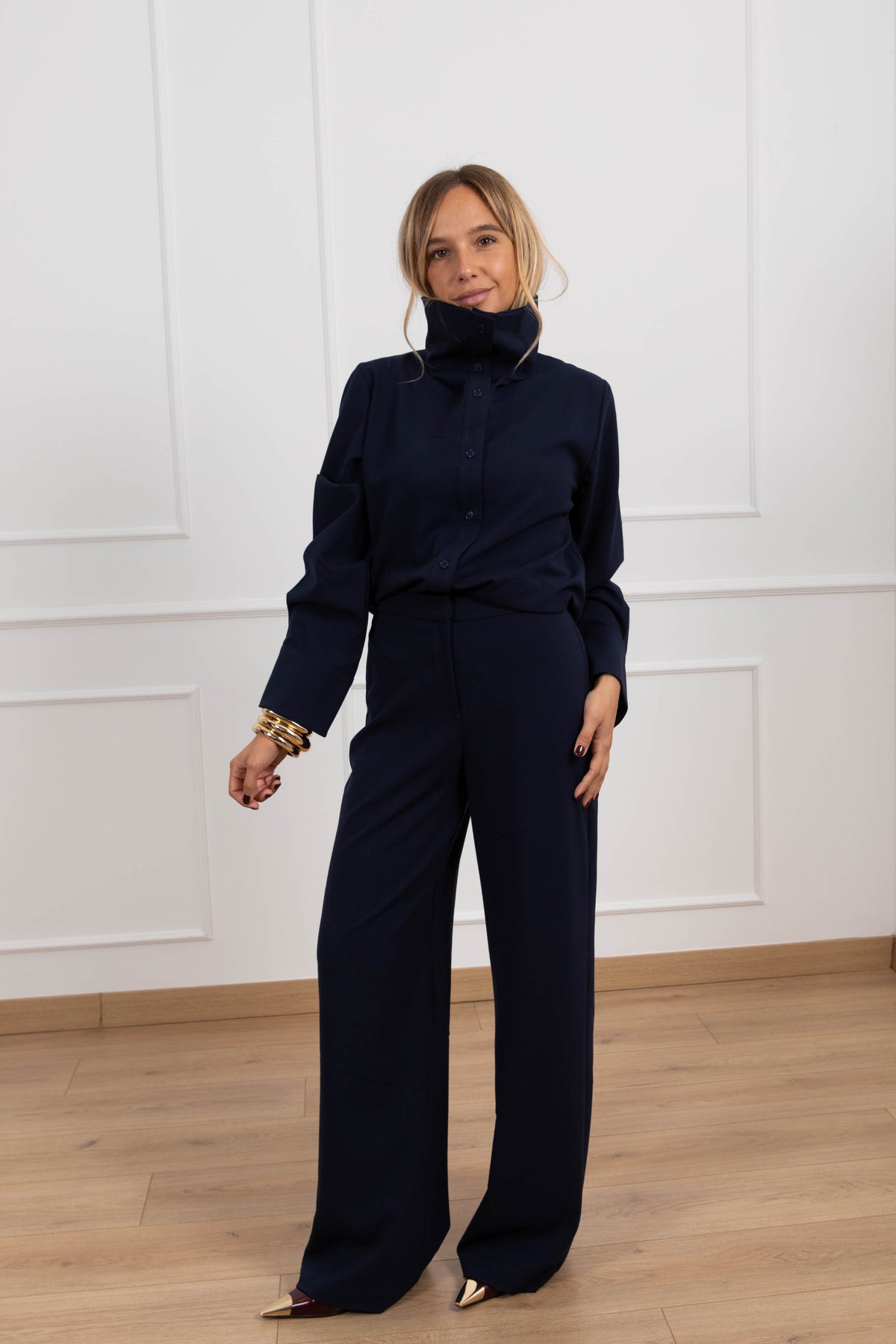 Camicia con collo ad anello variante blu Tensione IN