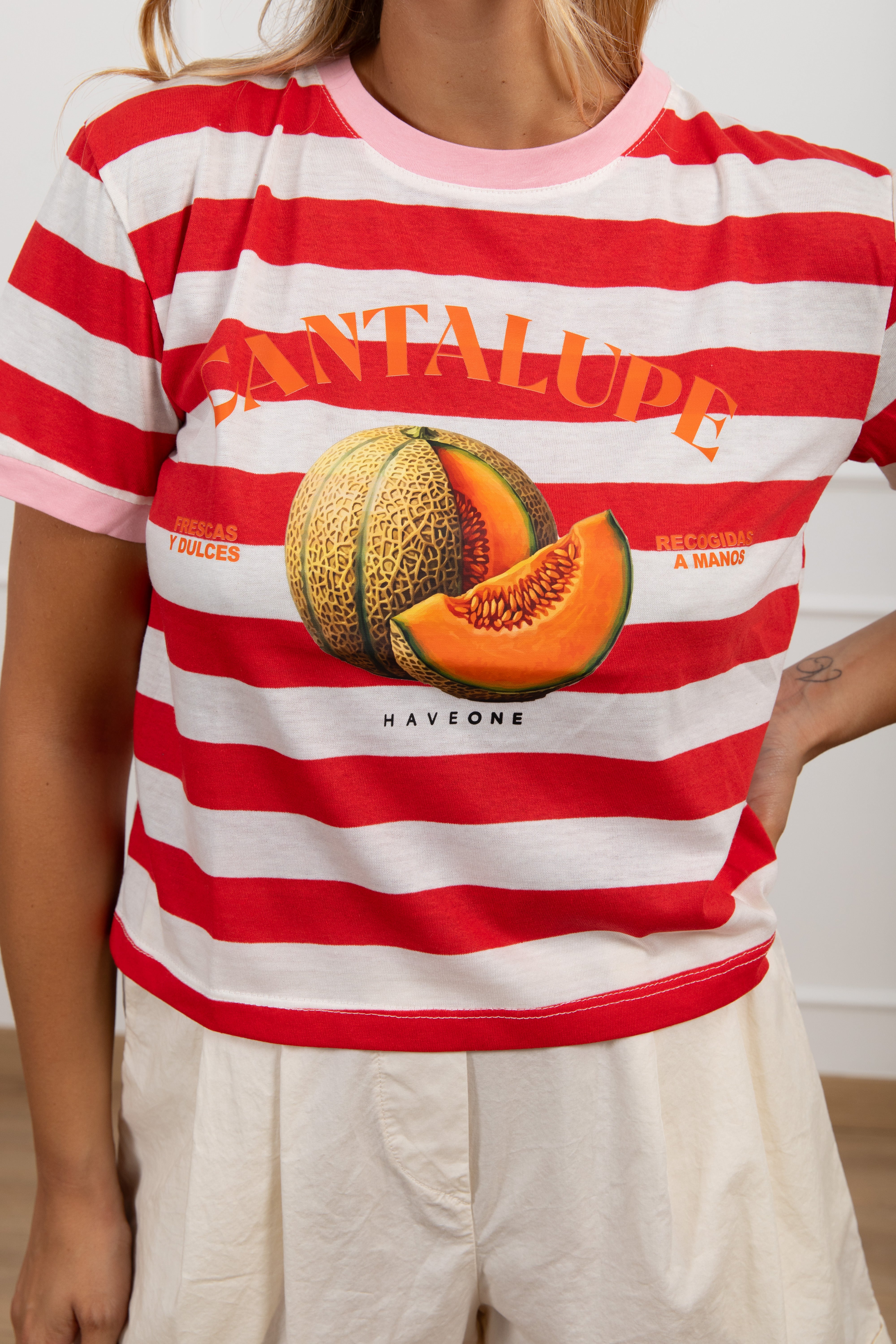 T-shirt a righe "Cantalupe" Haveone