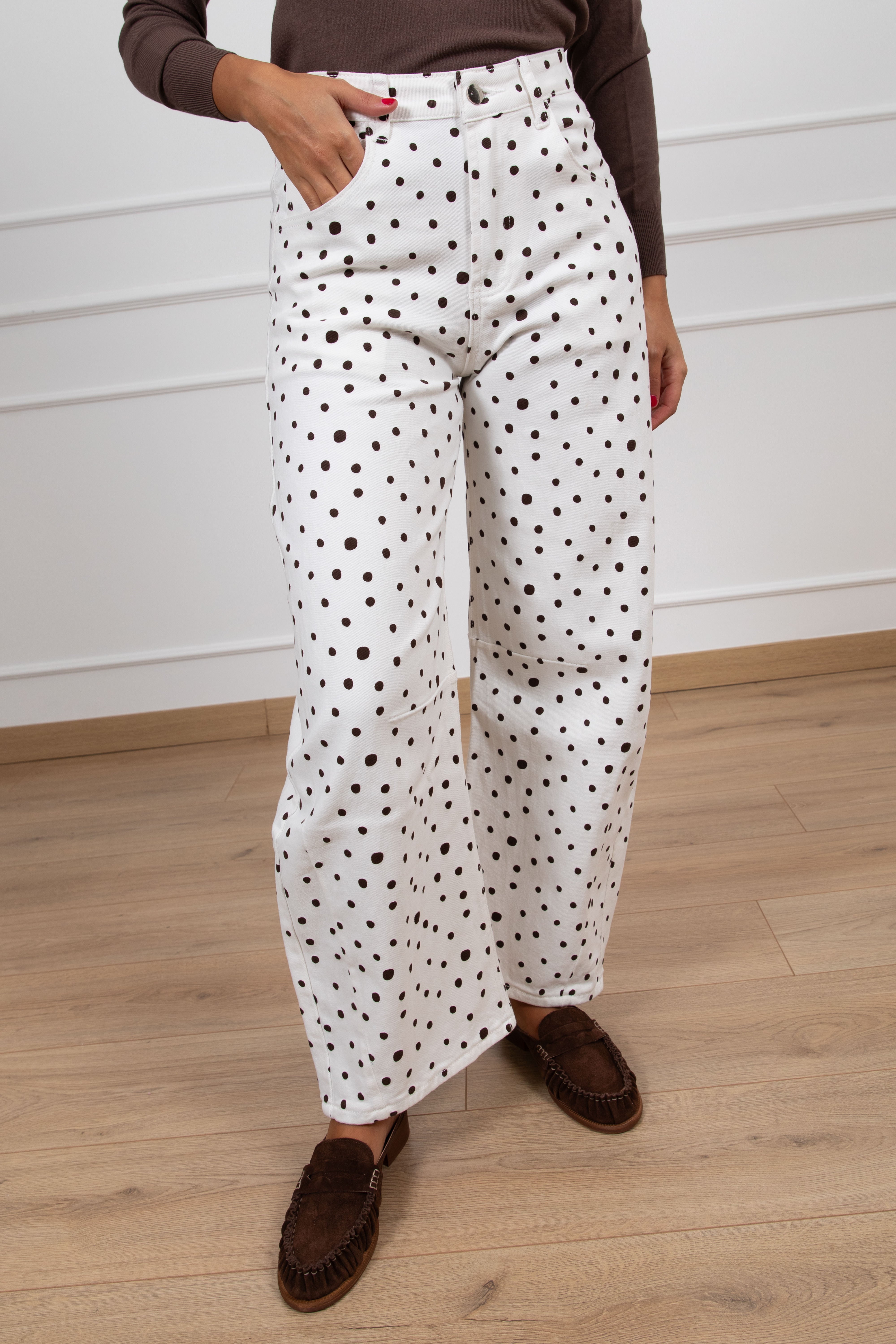 Pantalone barrel-fit a pois Susy Mix