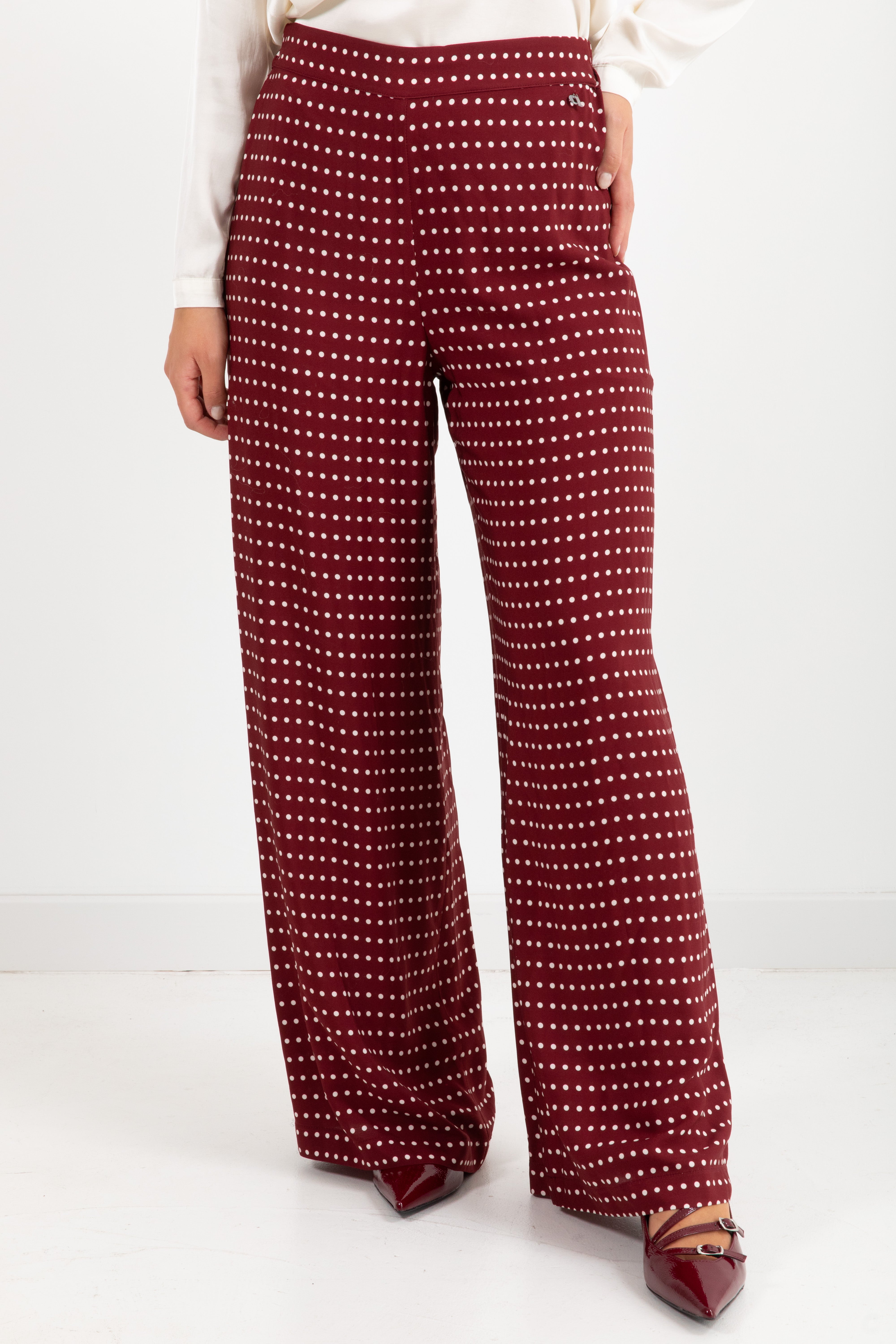 Pantalone a pois in viscosa con elastico sul retro Dixie