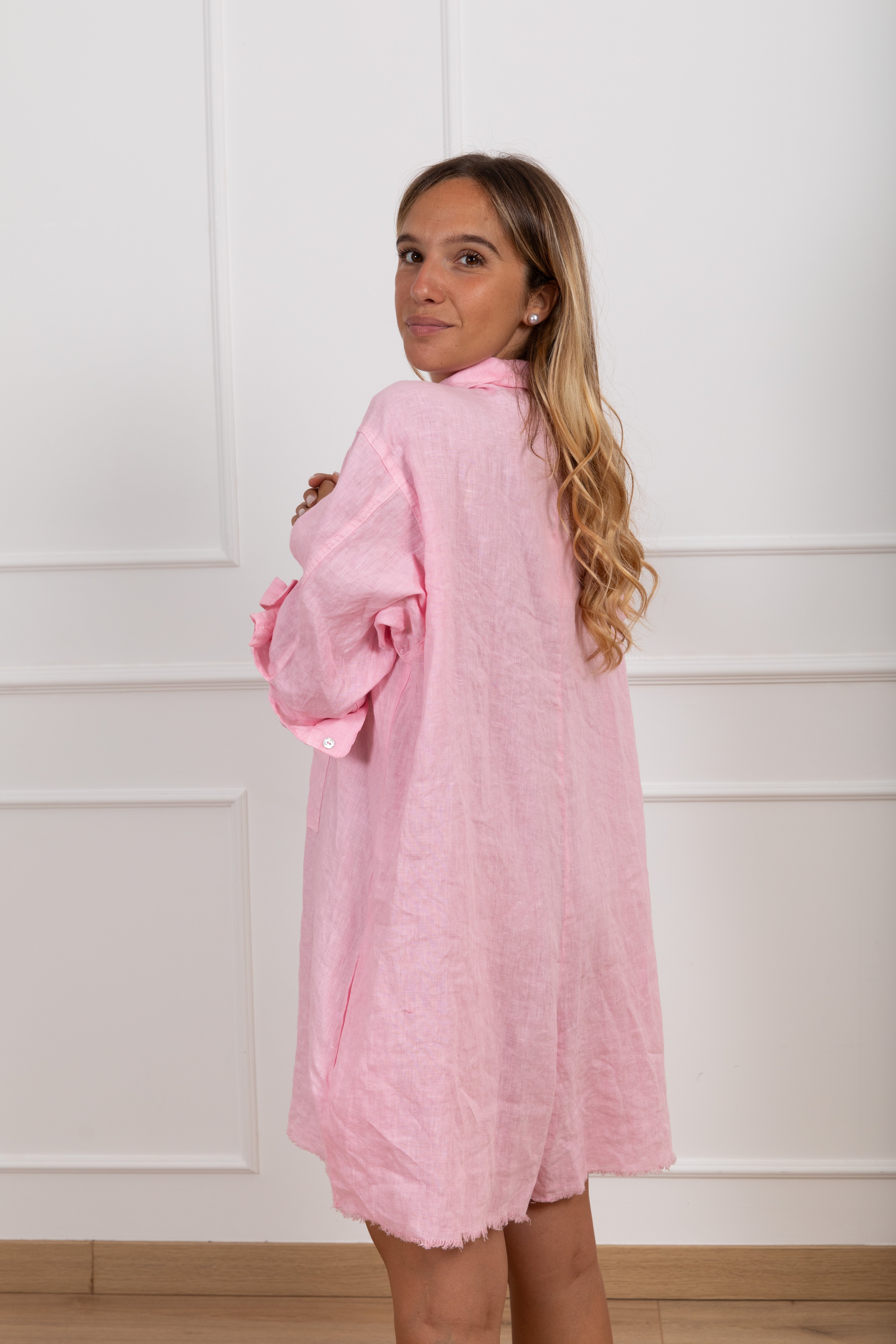 Jumpsuit corta 100% lino stropicciato Tensione IN