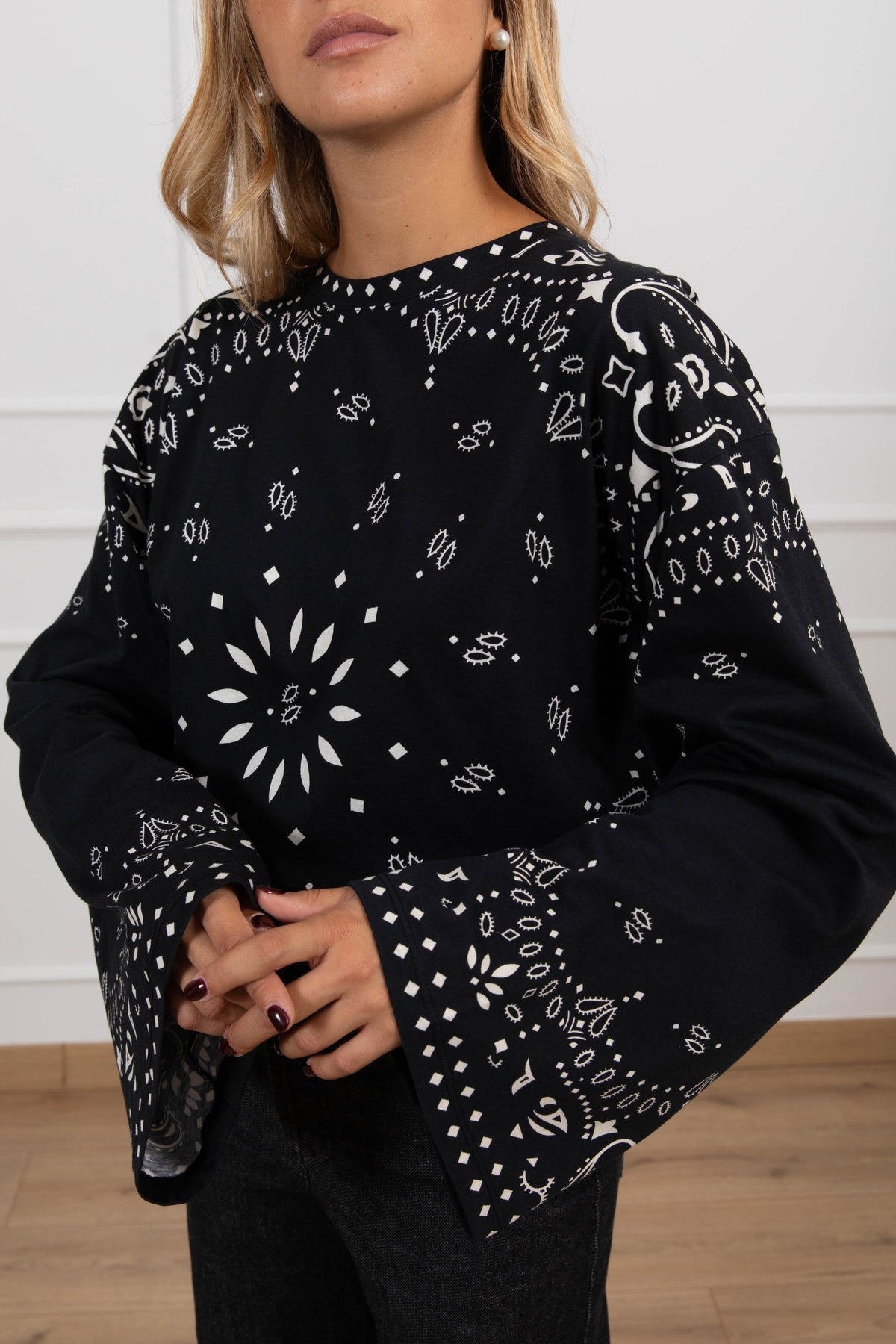 T-shirt fantasia bandana con manica ampia Haveone