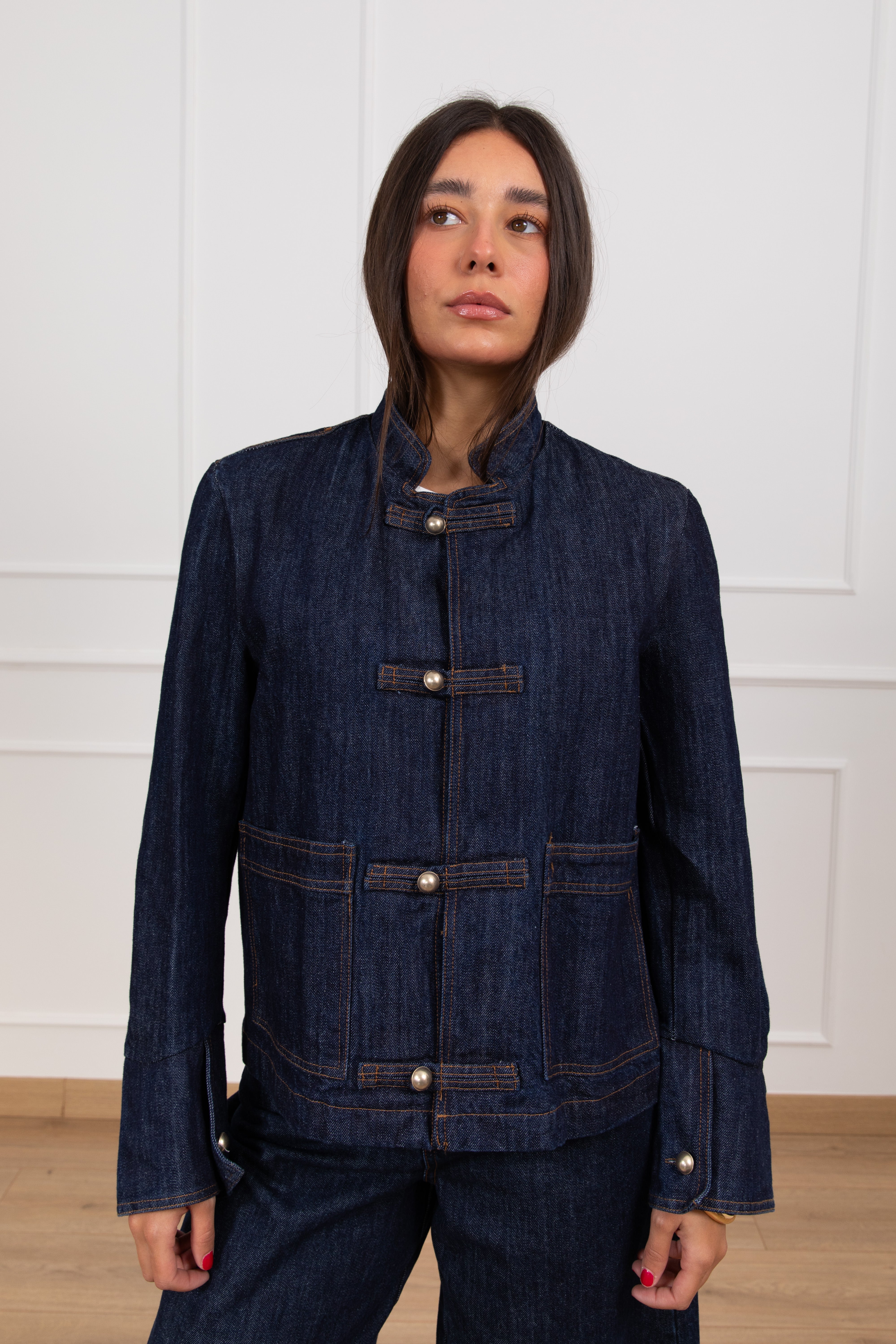 Giacca napoleon in jeans tela originale Tensione IN