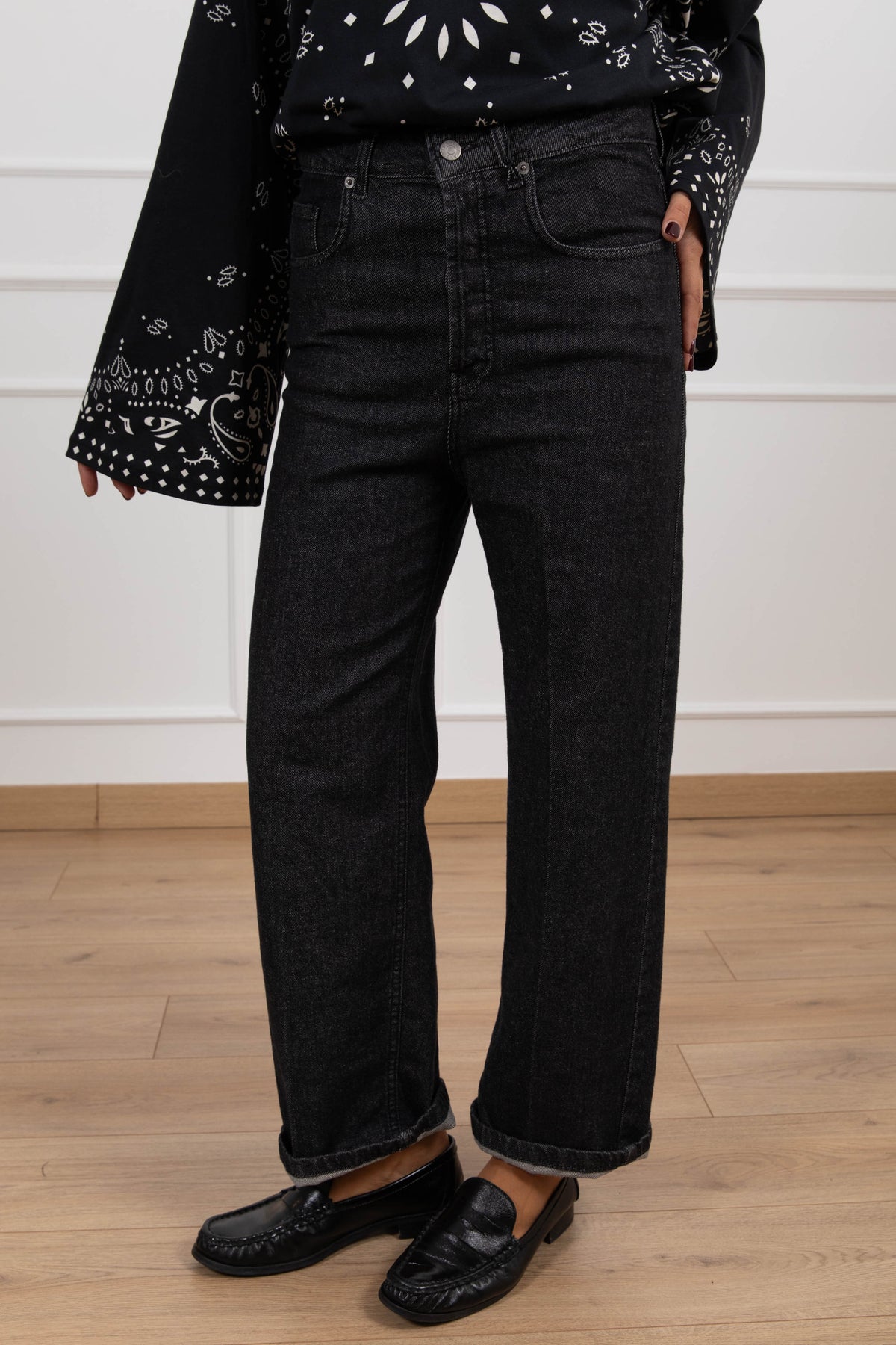 Jeans ribcage lavaggio nero Tensione IN