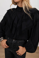 Camicia con rouches e pizzo variante nero Haveone
