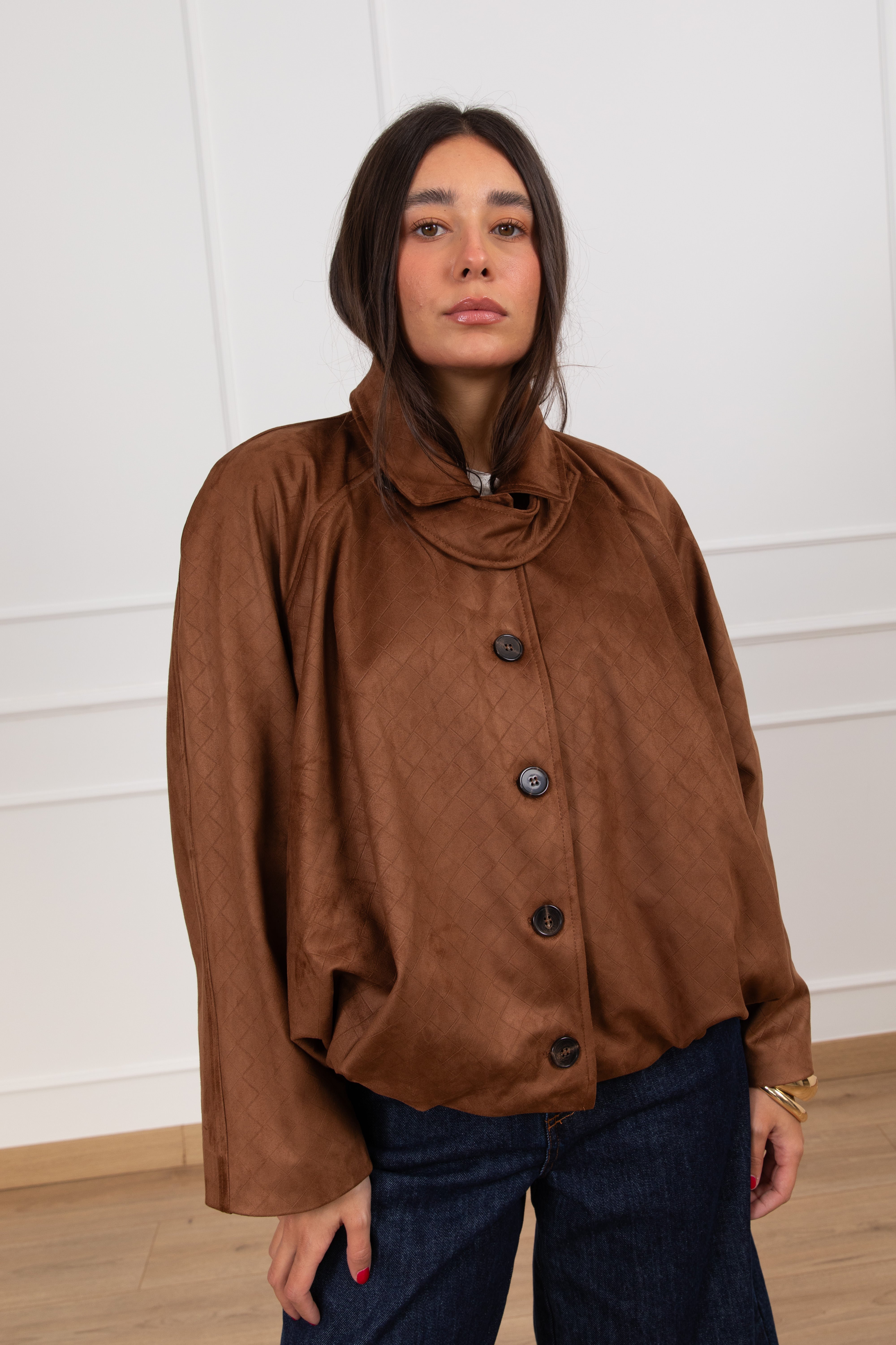 Bomber in eco-camoscio intrecciato Tensione IN