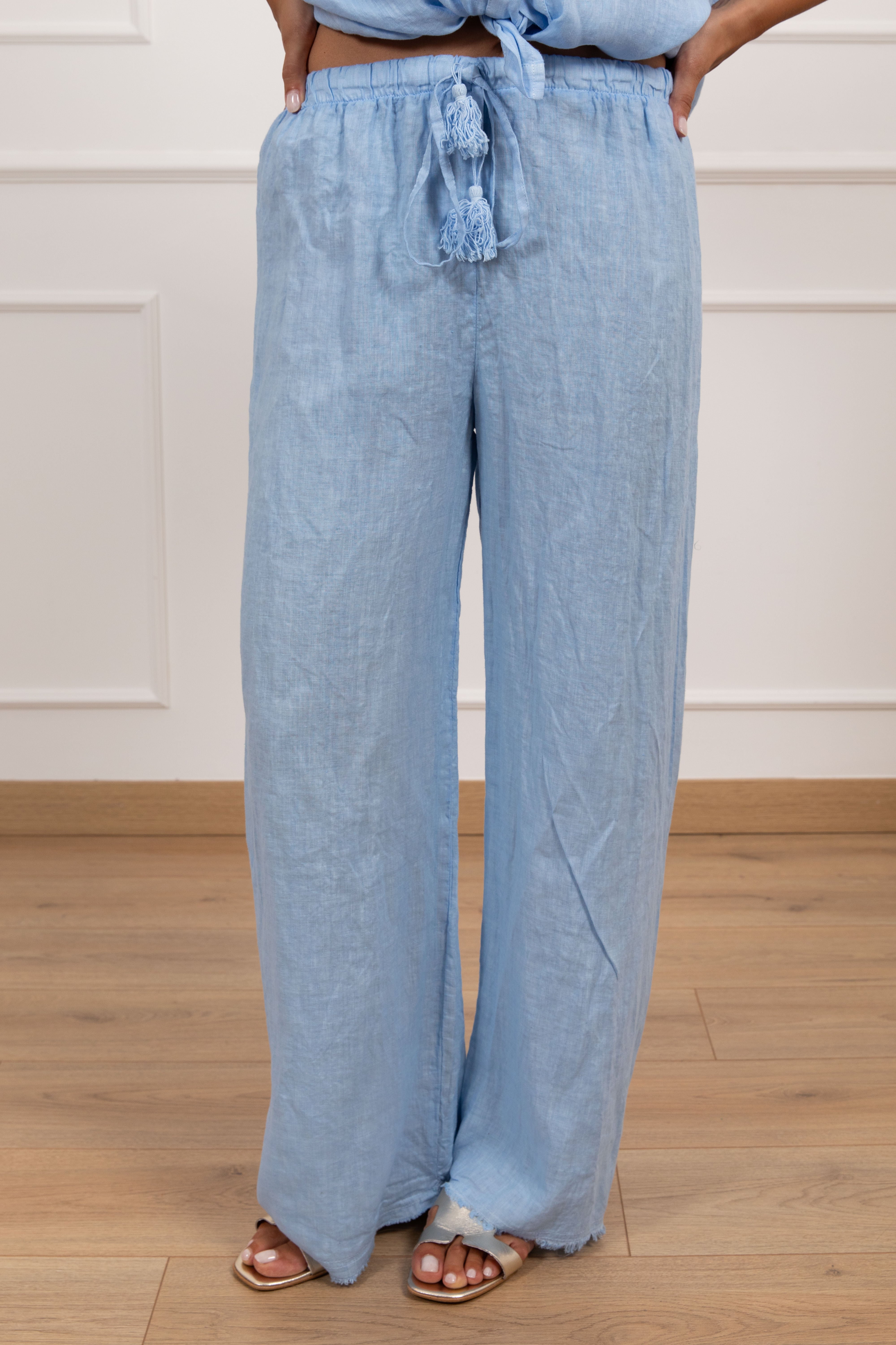 Panta-laccio 100% lino con coulisse Tensione IN