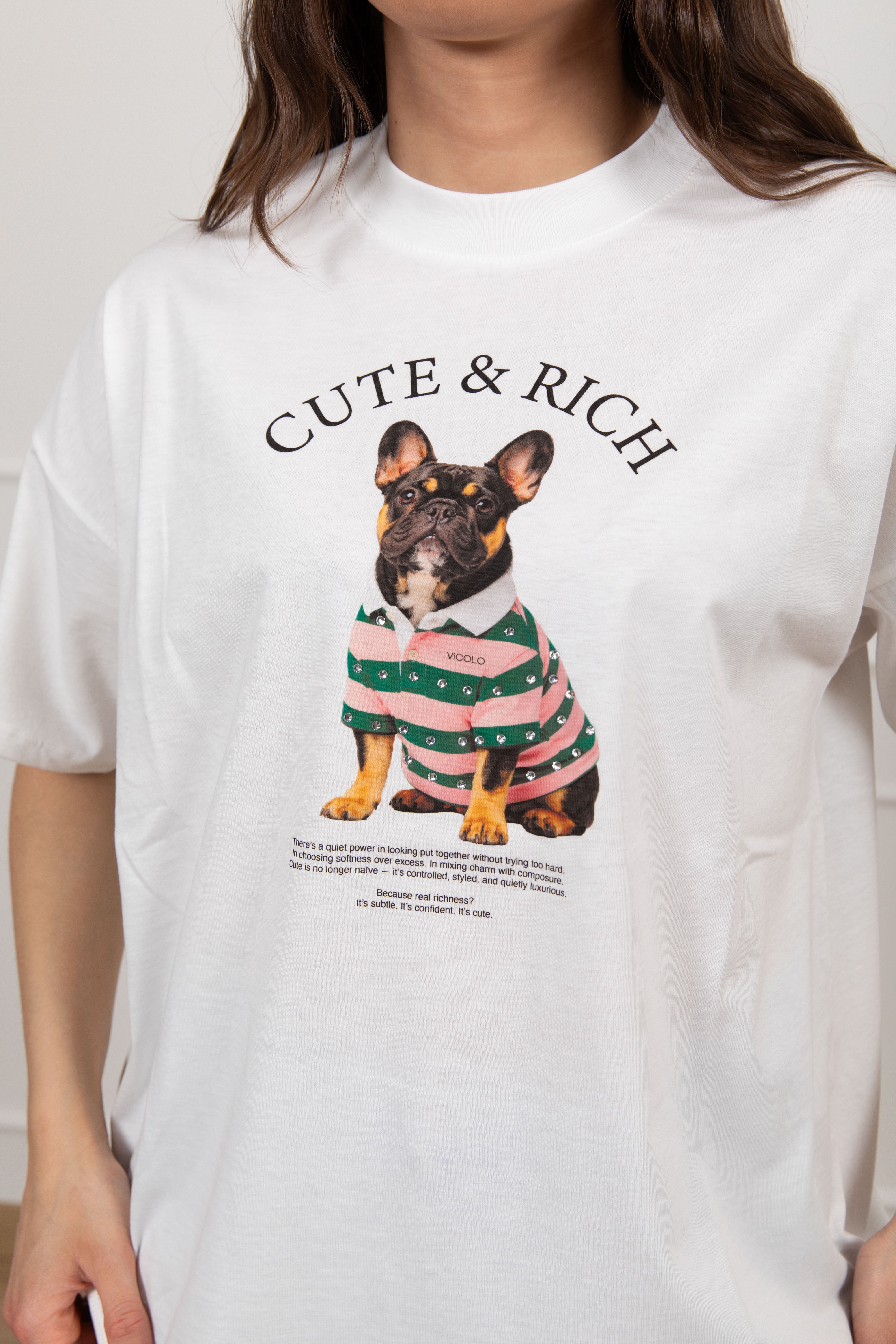 T-shirt over-size "Cute and rich" ViCOLO