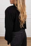 T-shirt cropped mezzo-collo con spallina imbottita variante nero Haveone