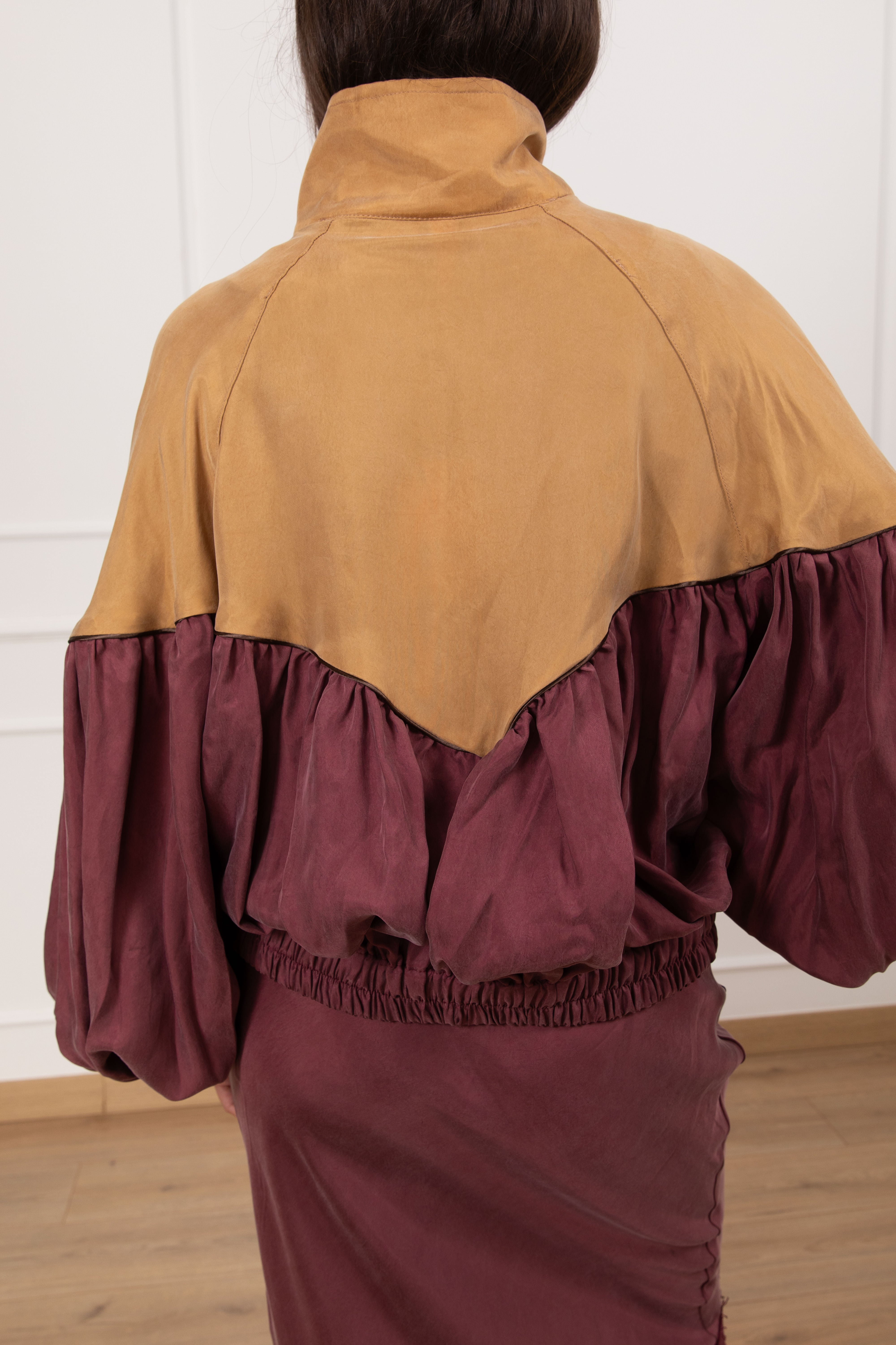 Bomber bi-color in cupro Tensione IN