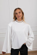 T-shirt manica lunga con spallina imbottita variante panna ViCOLO