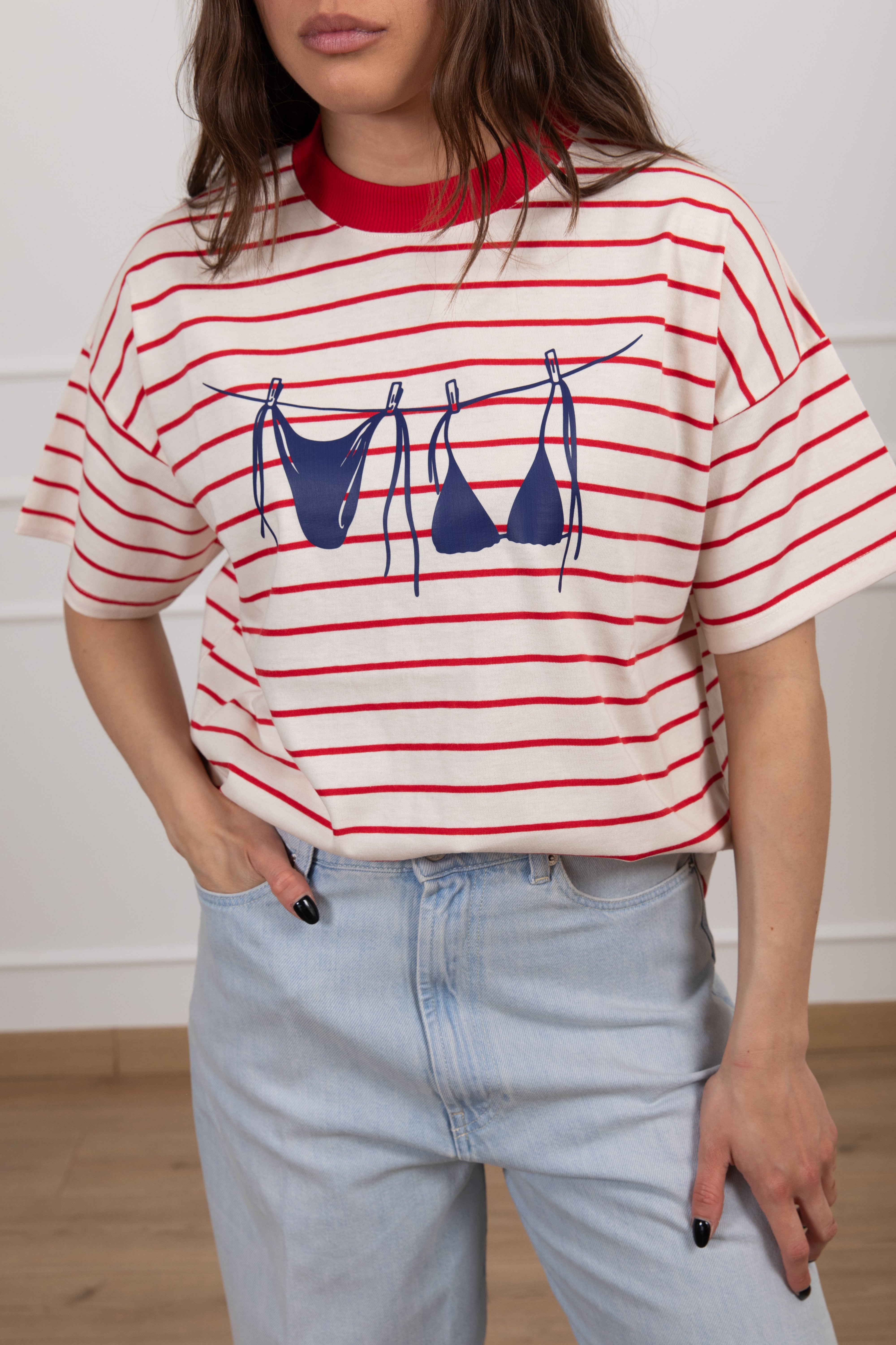 T-shirt a righe "bikini" ViCOLO