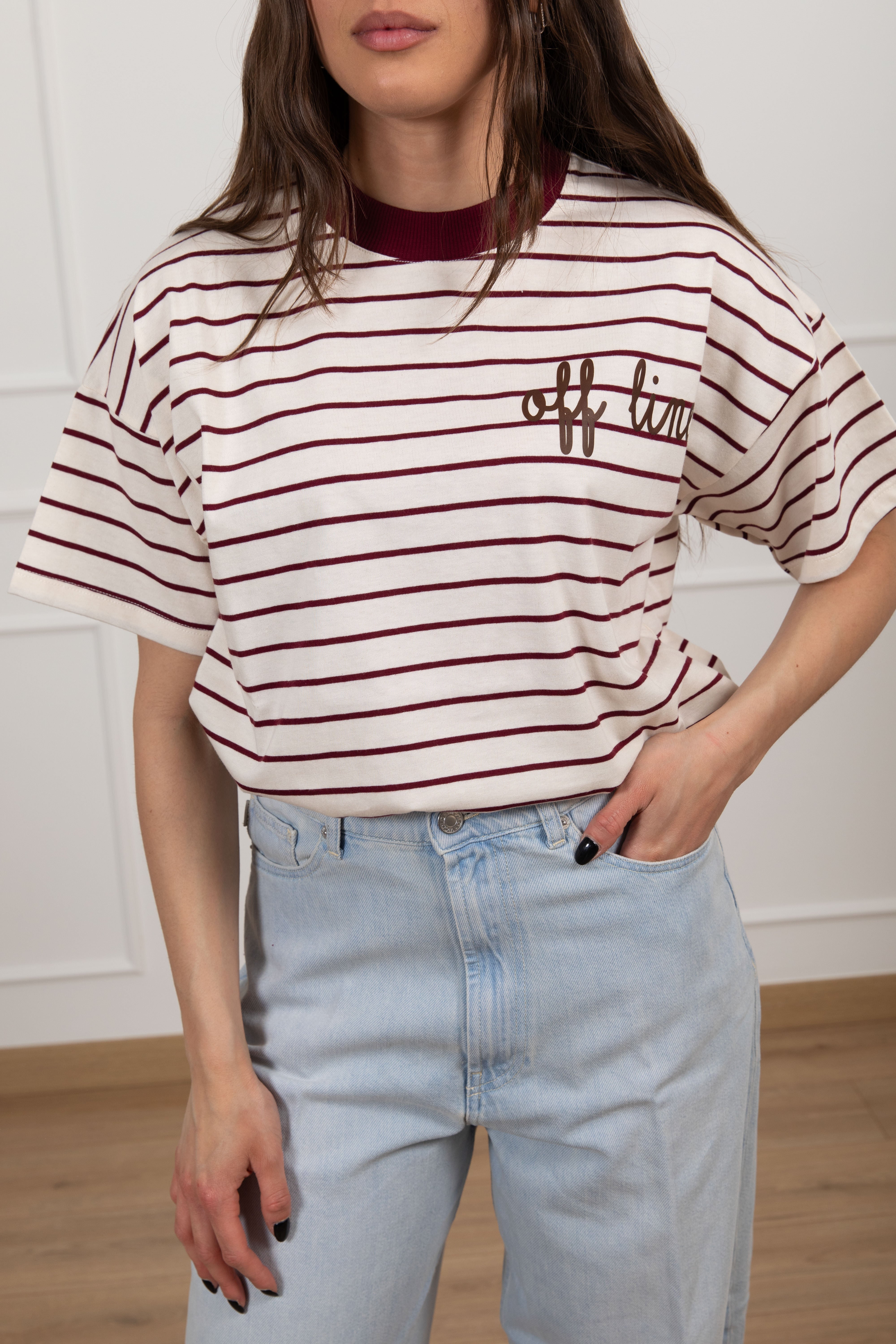T-shirt a righe "Off line" ViCOLO