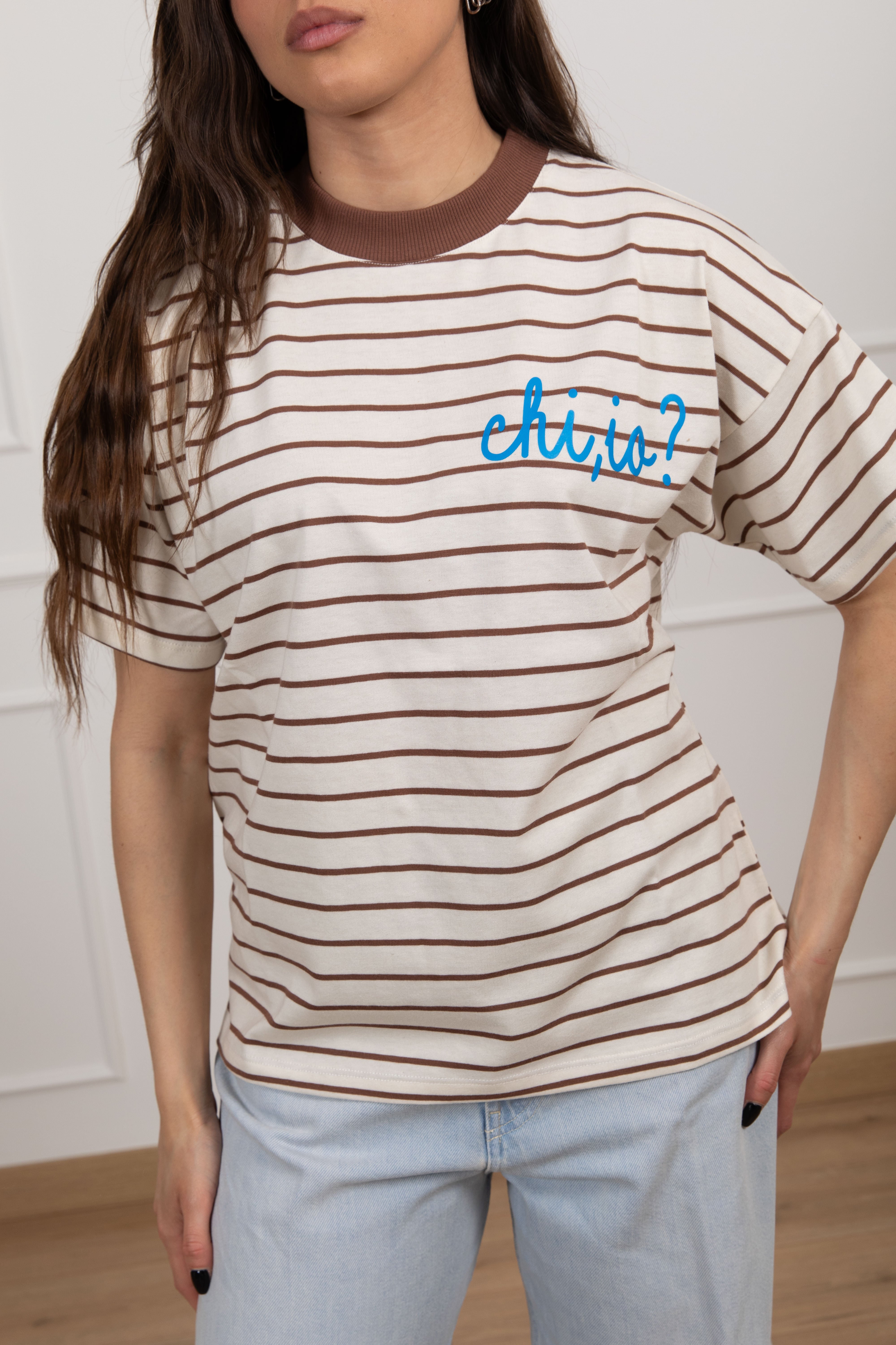 T-shirt a righe "Chi,io?" Vicolo