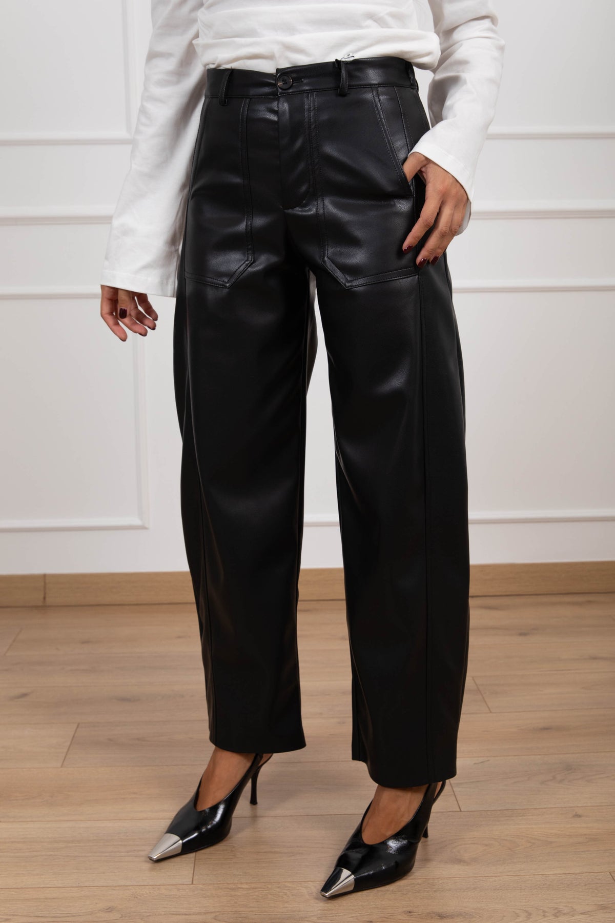 Pantalone in eco-pelle con elastico sul retro Susy Mix