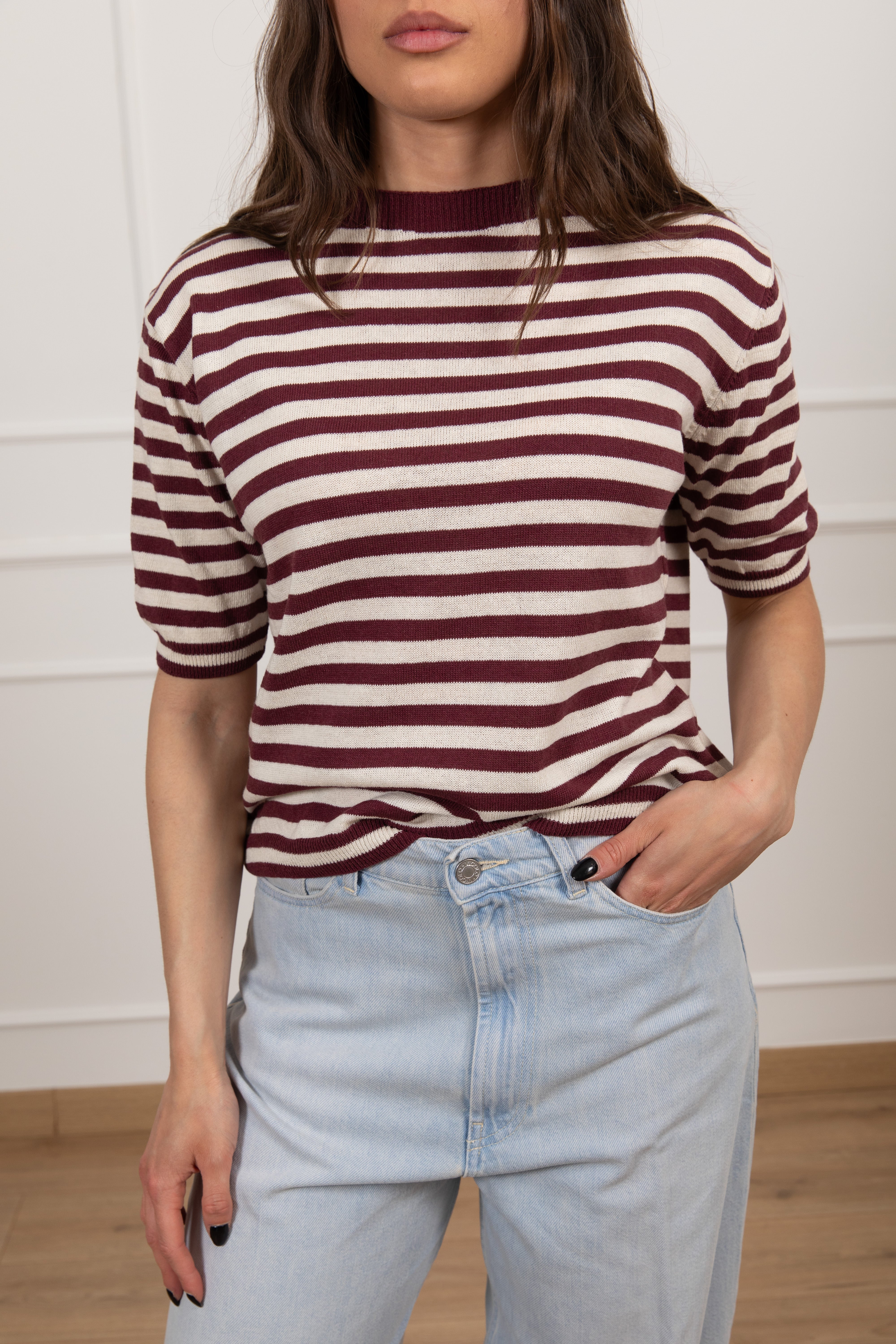 T-shirt in maglia a righe Susy Mix