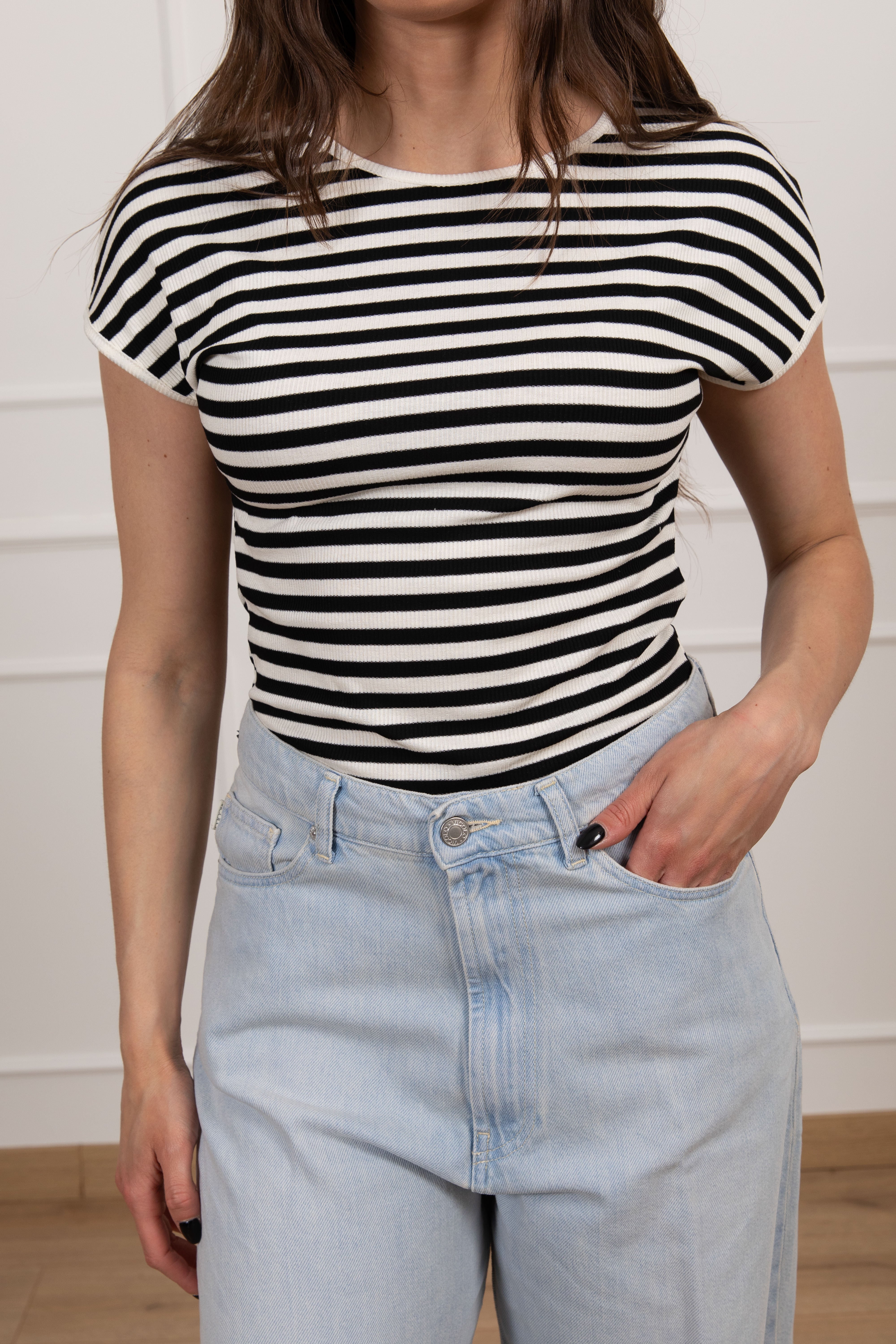 T-shirt righe a costine Motel