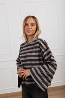 T-shirt a righe alternate grigio/navy ViCOLO
