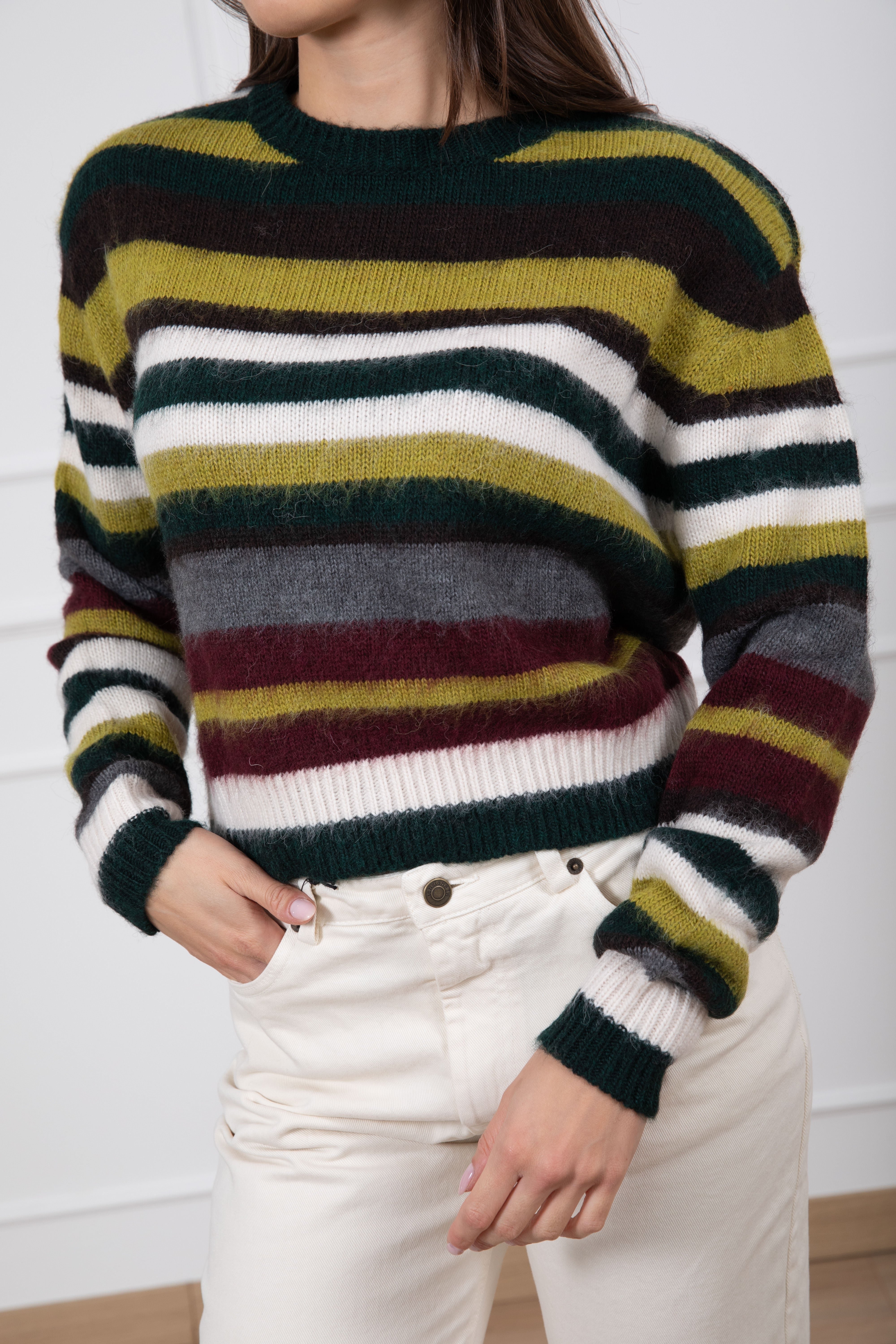 Pull a righe con spallina imbottita ViCOLO