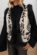 Gilet in lana con ricami variante latte Susy Mix