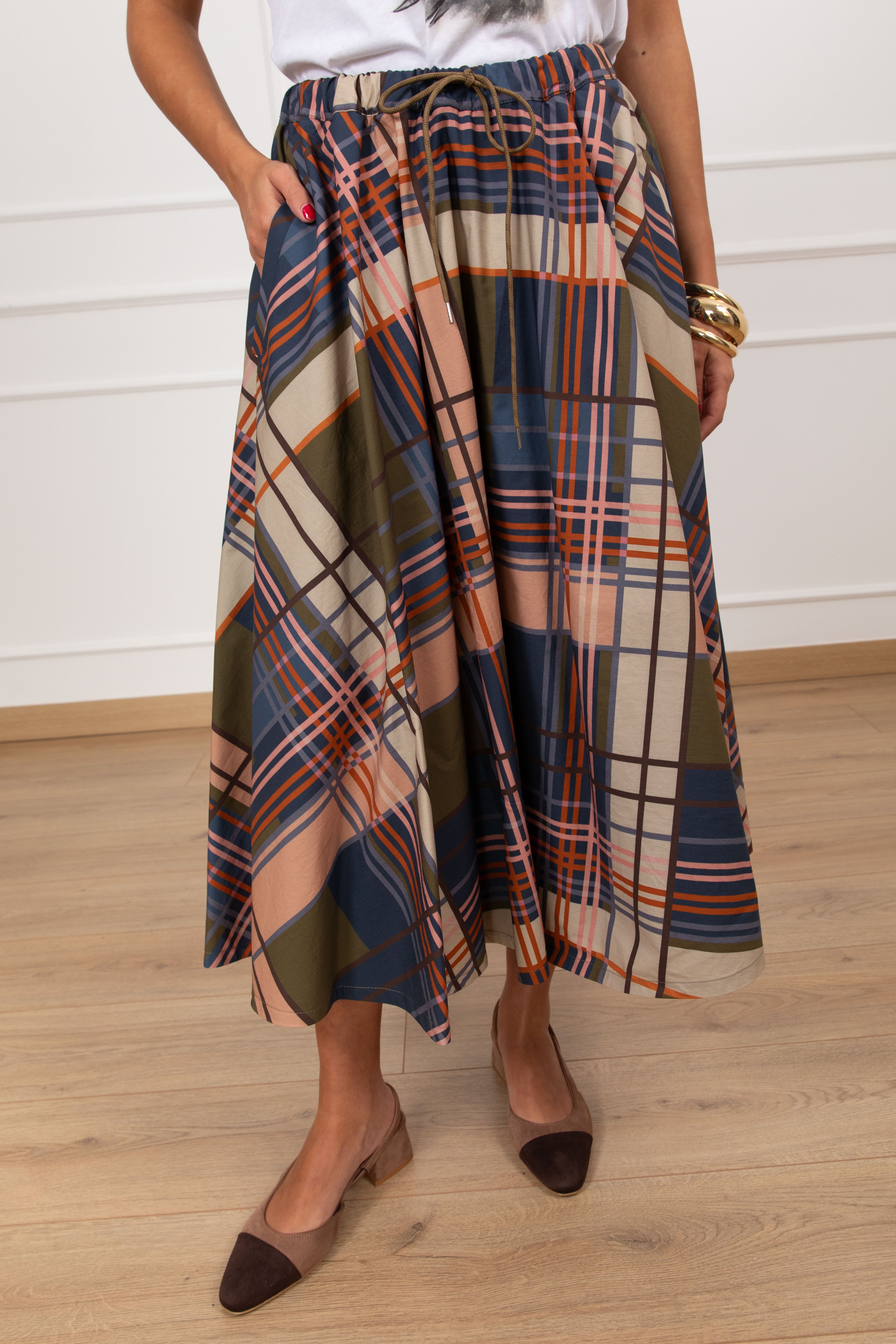 Gonna lunga con coulisse motivo geometrico Dixie