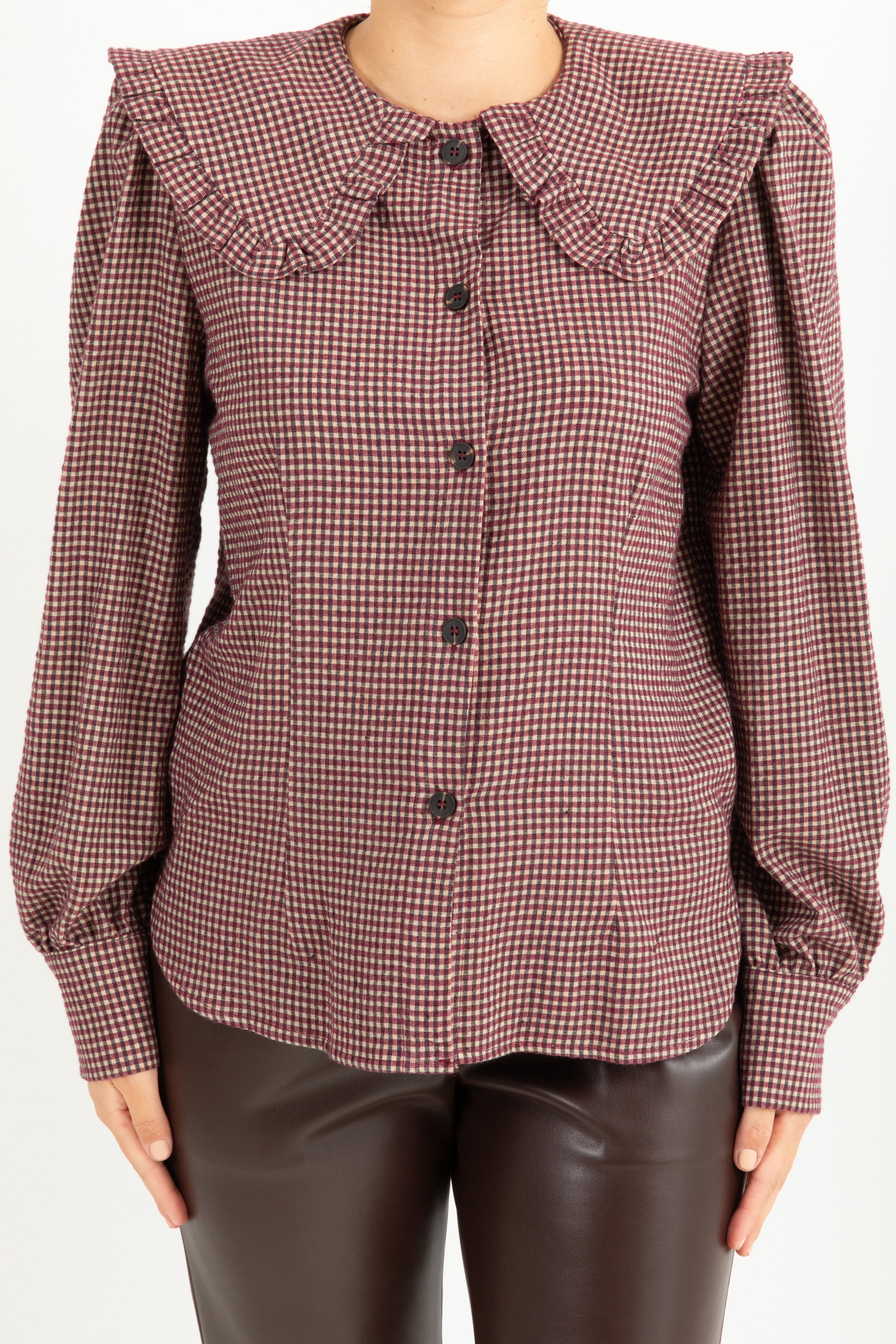 Camicia micro check con maxi colletto Tensione IN