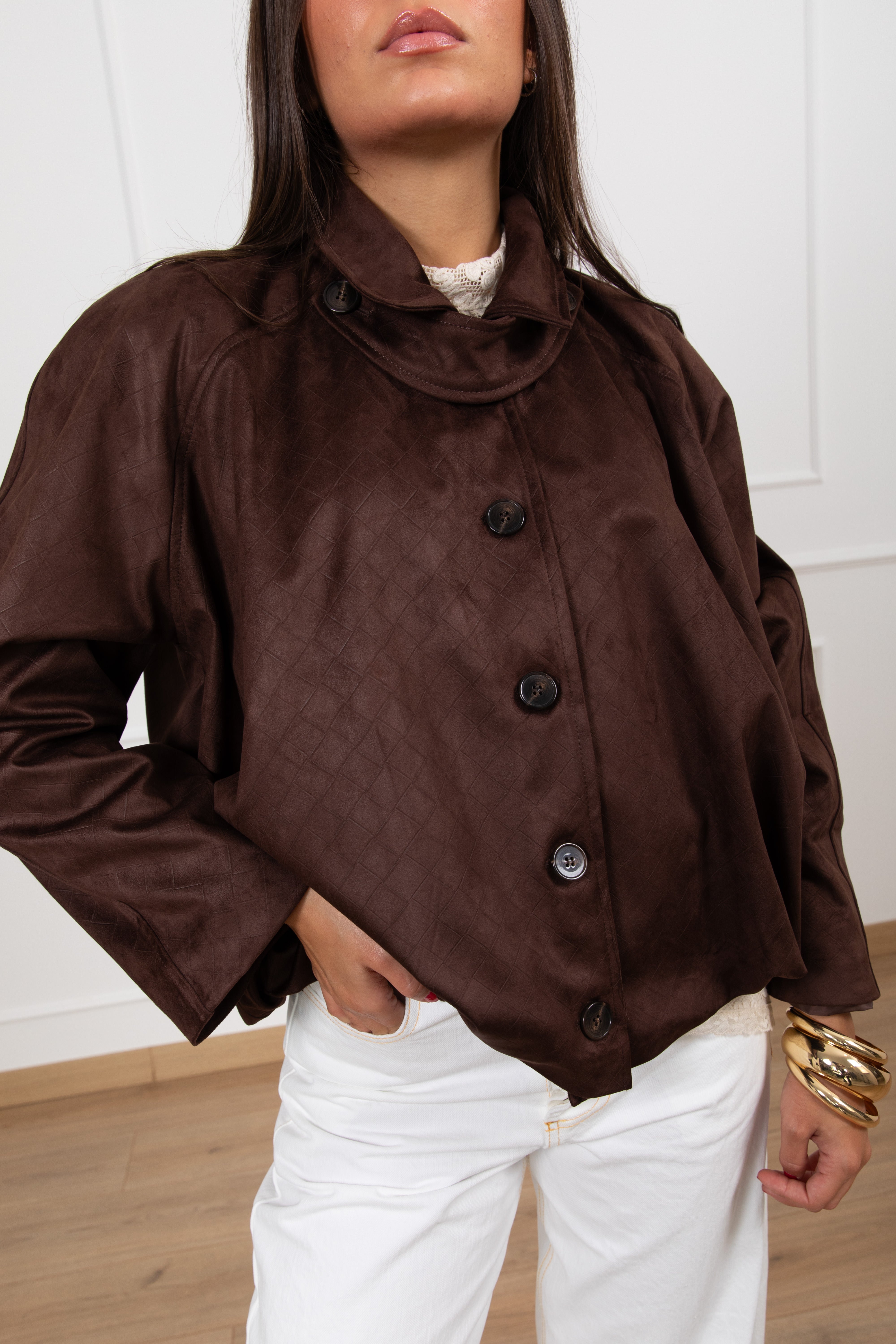 Bomber in eco-camoscio intrecciato Tensione IN