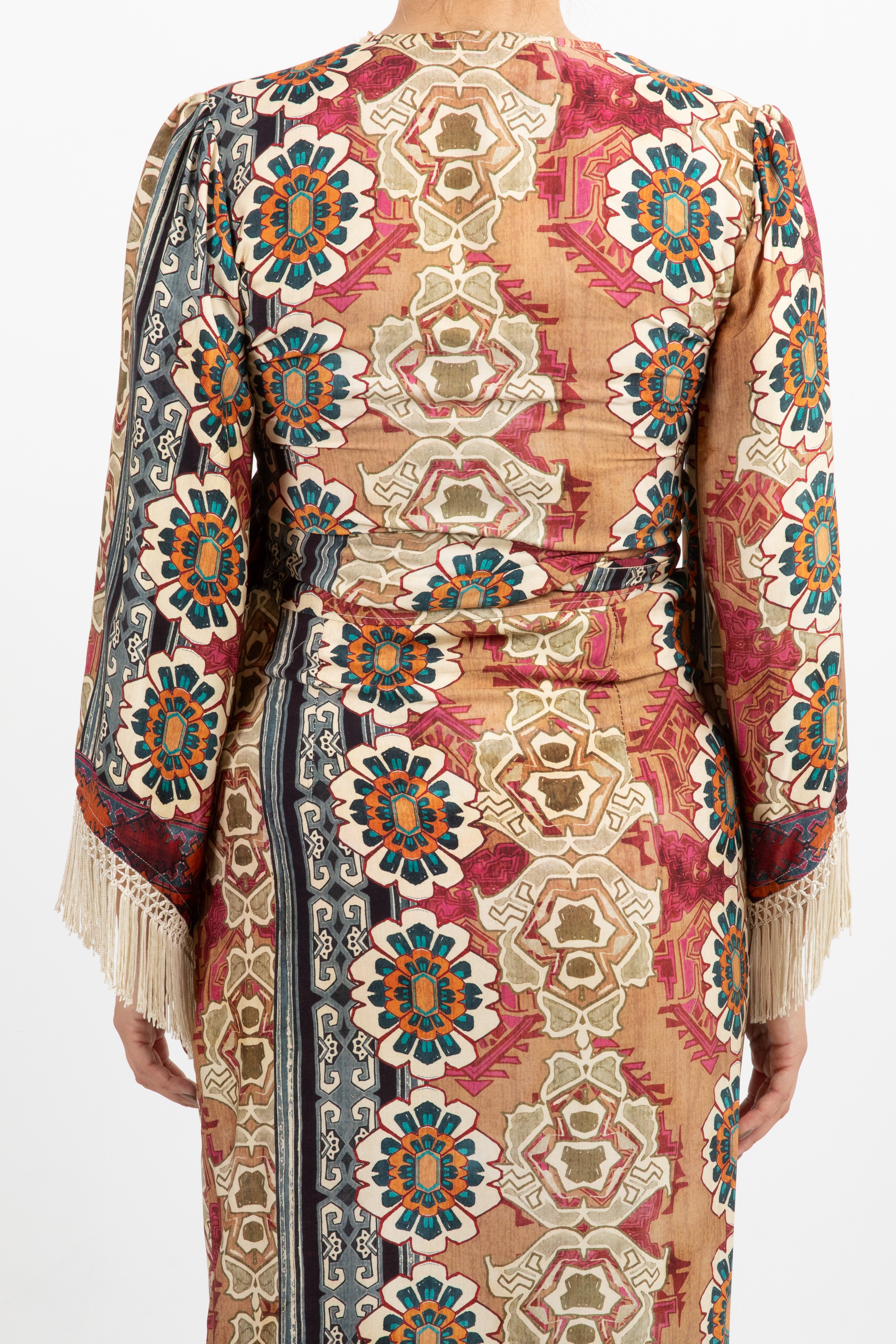 Blusa fantasia maiolica con frange ViCOLO
