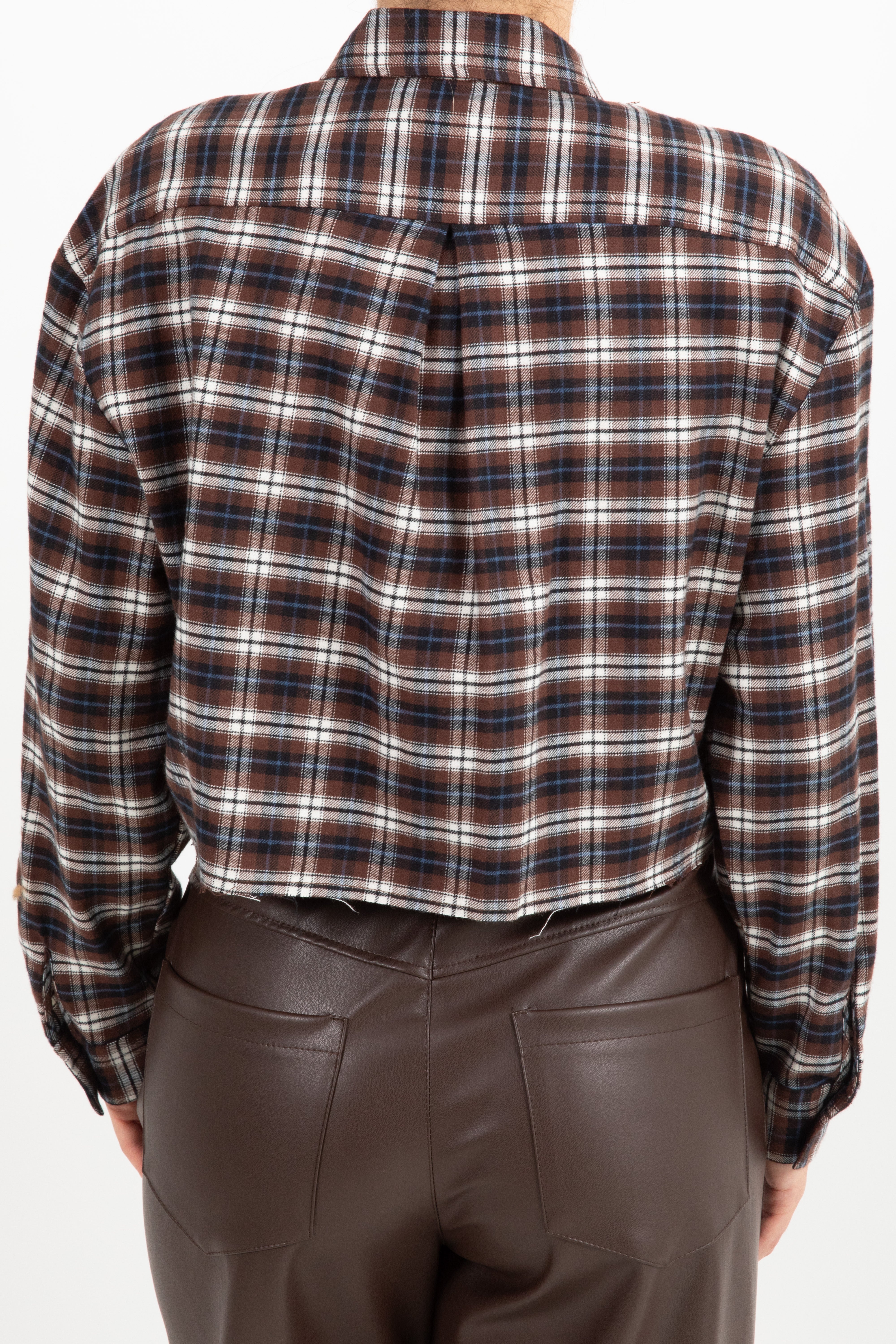 Camicia check cropped con pietre ViCOLO