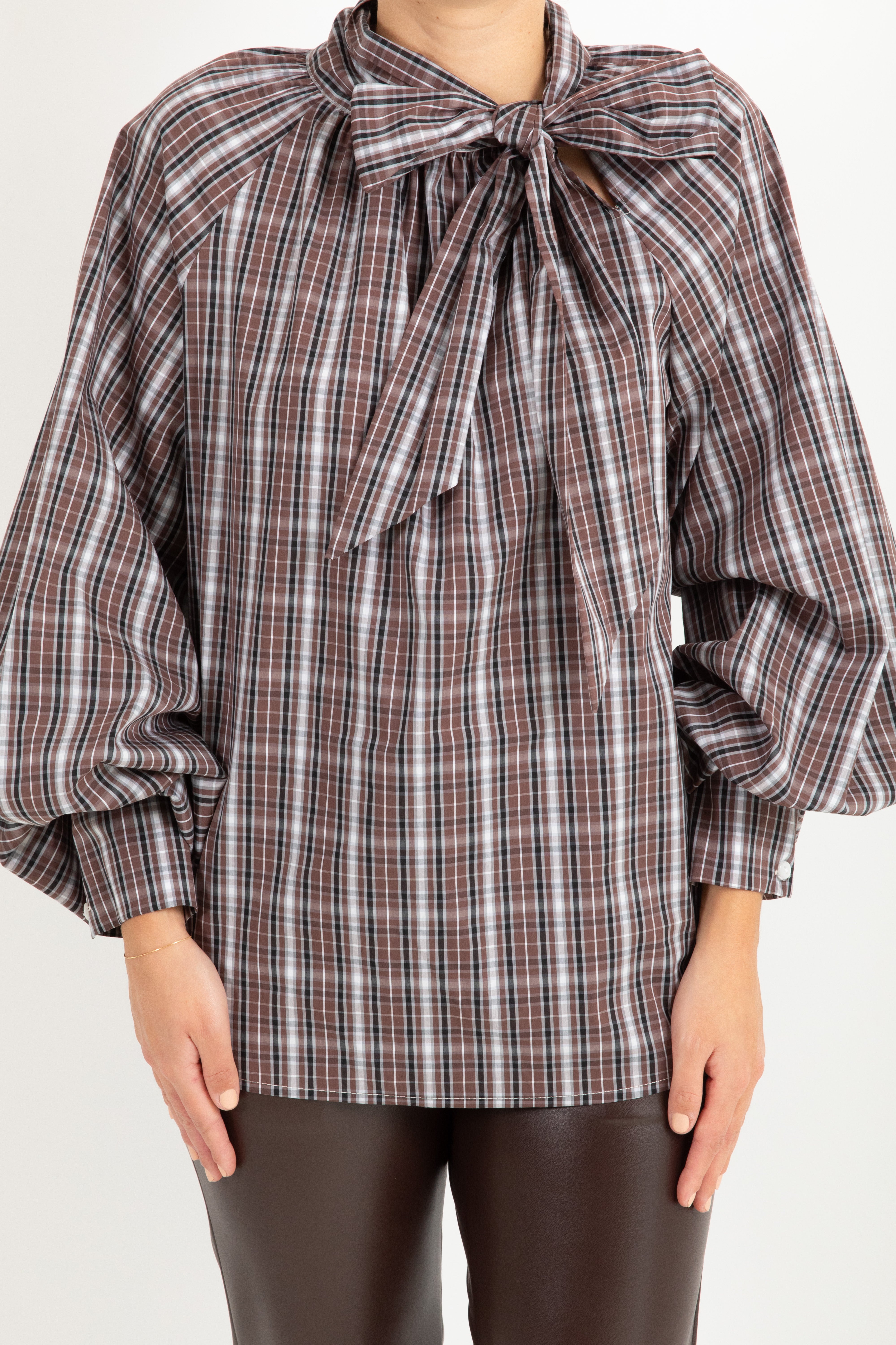 Blusa check con fiocco Tensione IN